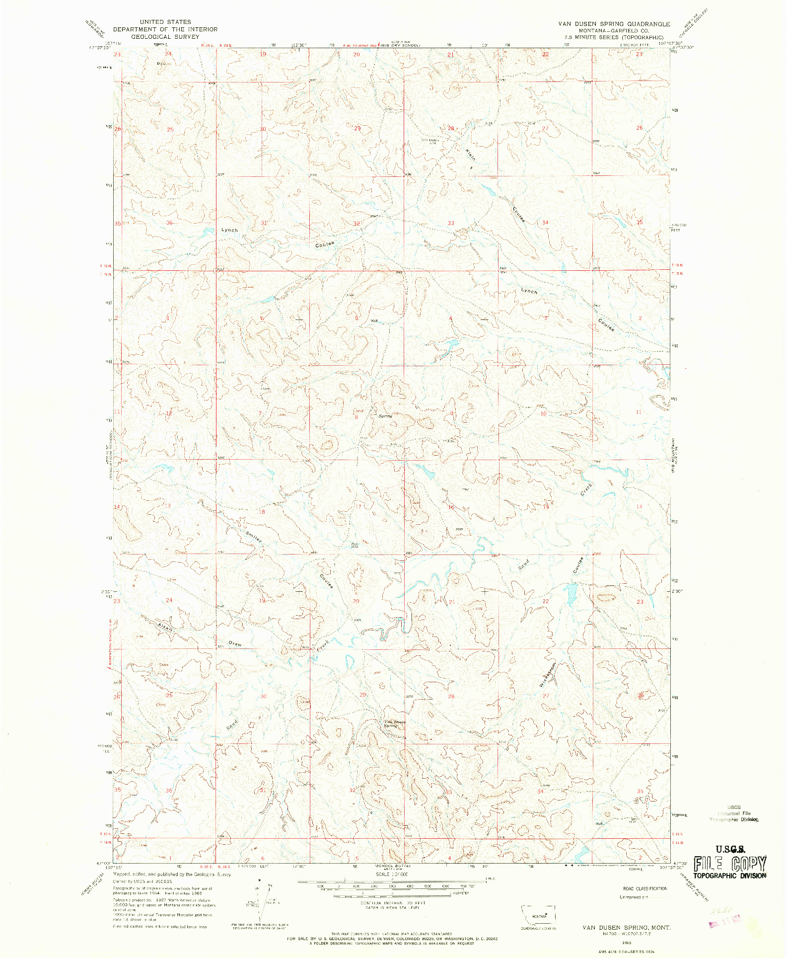 USGS 1:24000-SCALE QUADRANGLE FOR VAN DUSEN SPRING, MT 1965