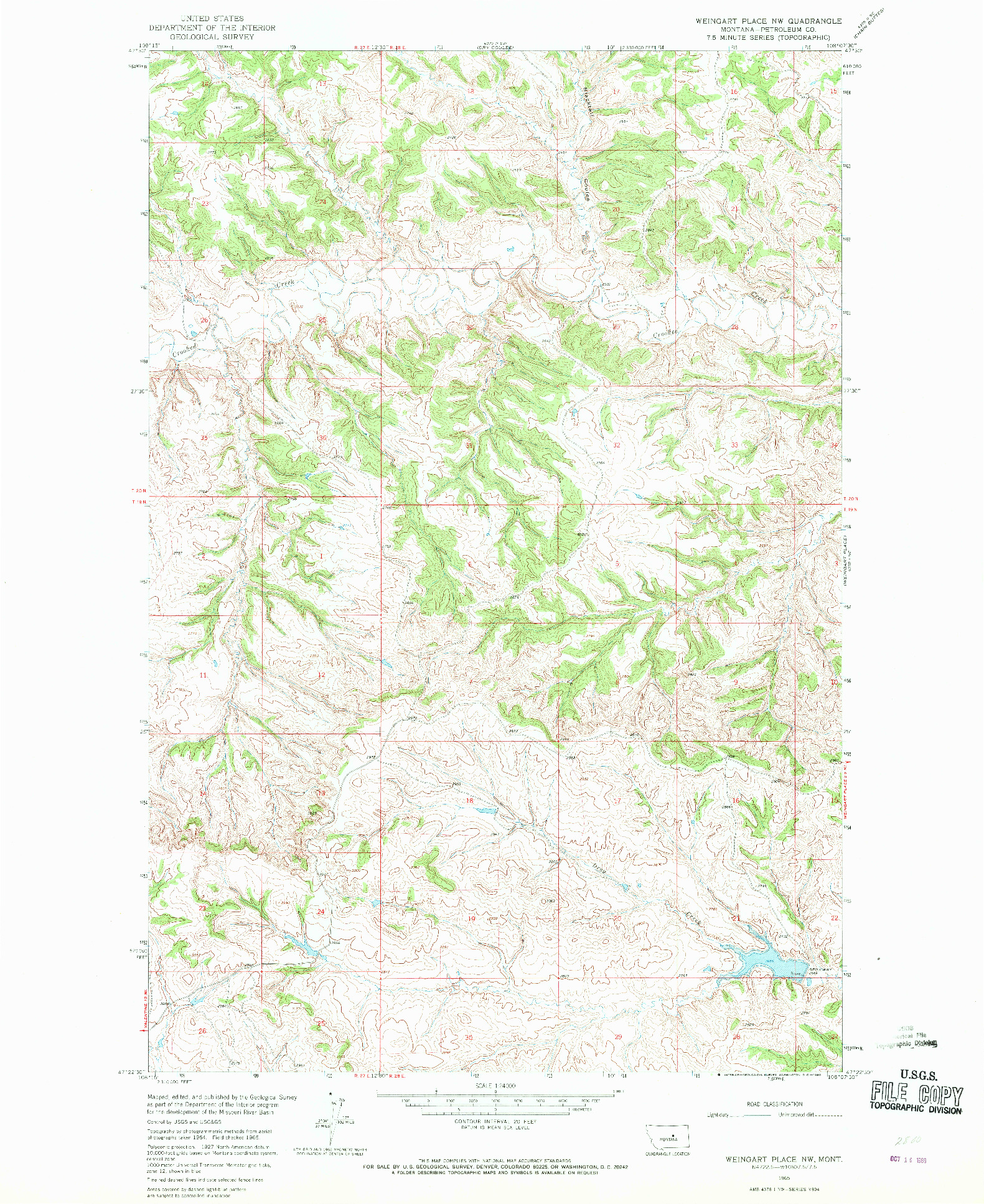 USGS 1:24000-SCALE QUADRANGLE FOR WEINGART PLACE NW, MT 1965