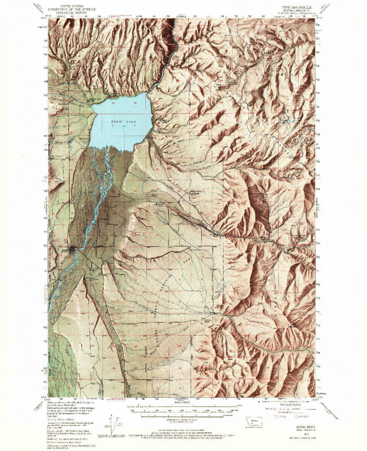 USGS 1:62500-SCALE QUADRANGLE FOR ENNIS, MT 1949