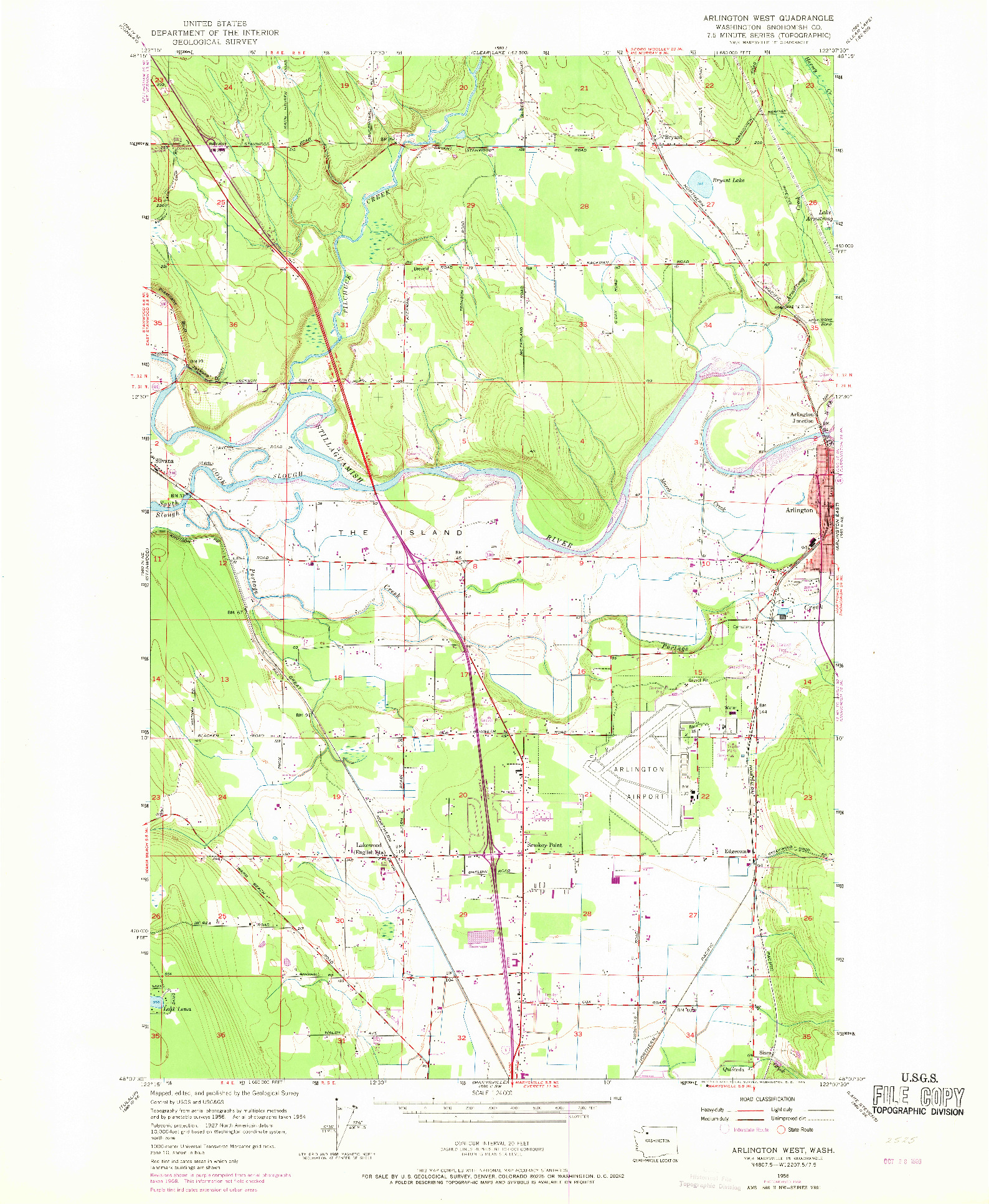 USGS 1:24000-SCALE QUADRANGLE FOR ARLINGTON WEST, WA 1956