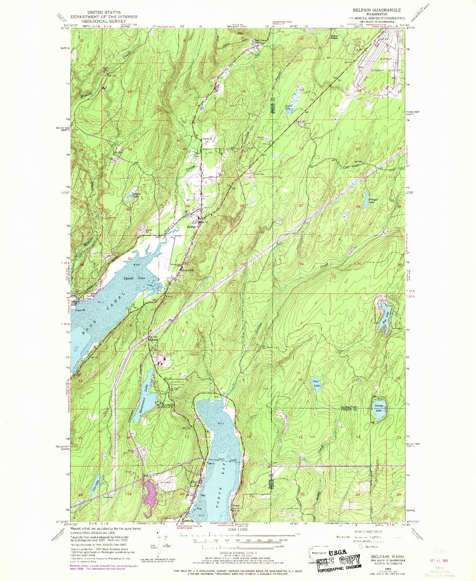 USGS 1:24000-SCALE QUADRANGLE FOR BELFAIR, WA 1953