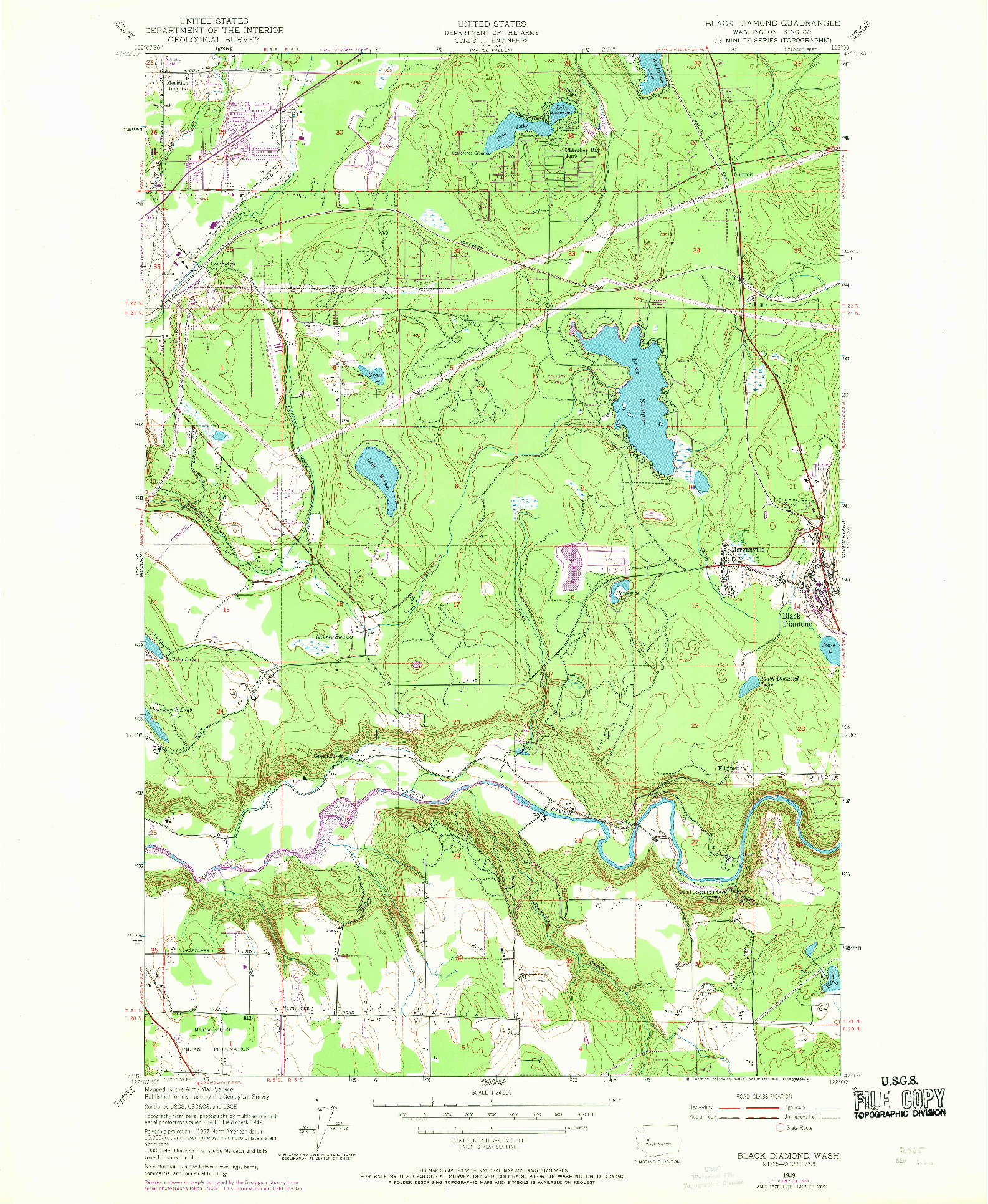 USGS 1:24000-SCALE QUADRANGLE FOR BLACK DIAMOND, WA 1949