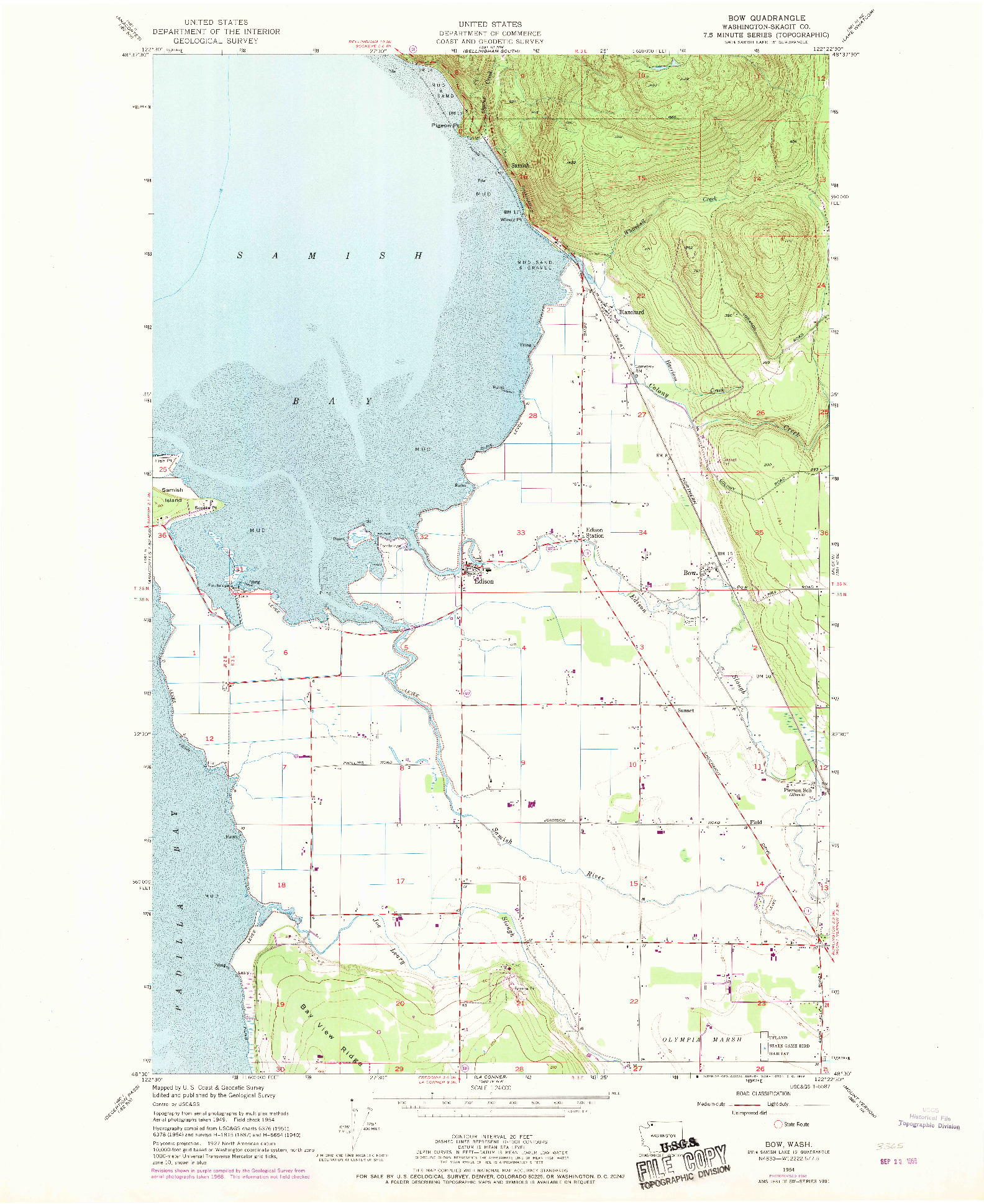 USGS 1:24000-SCALE QUADRANGLE FOR BOW, WA 1954