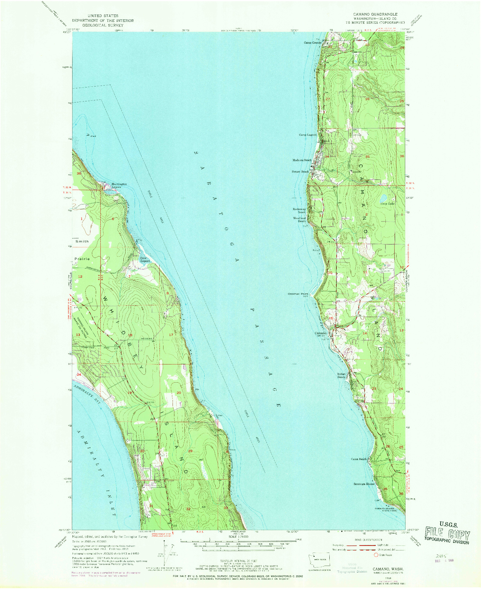 USGS 1:24000-SCALE QUADRANGLE FOR CAMANO, WA 1953