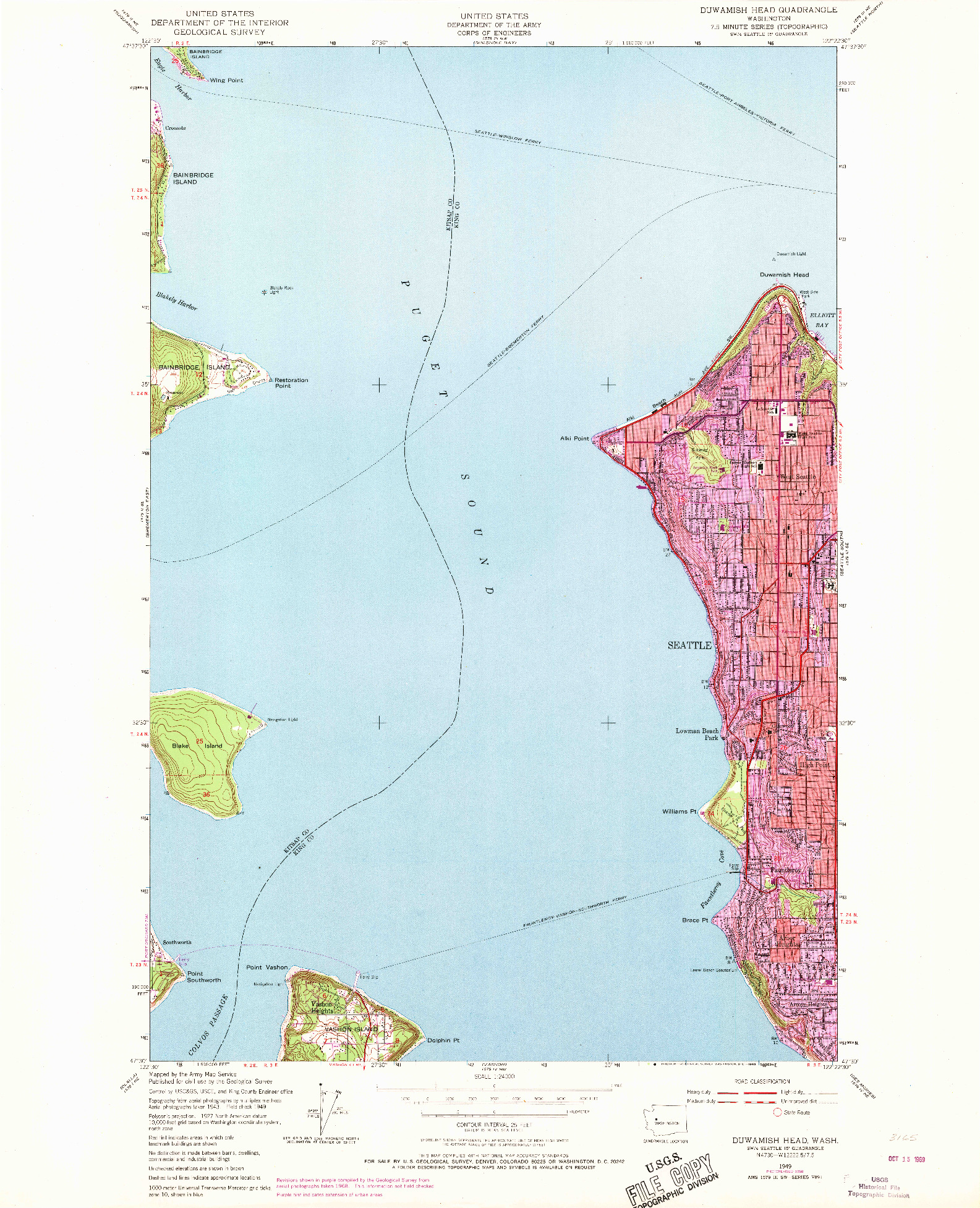 USGS 1:24000-SCALE QUADRANGLE FOR DUWAMISH HEAD, WA 1949