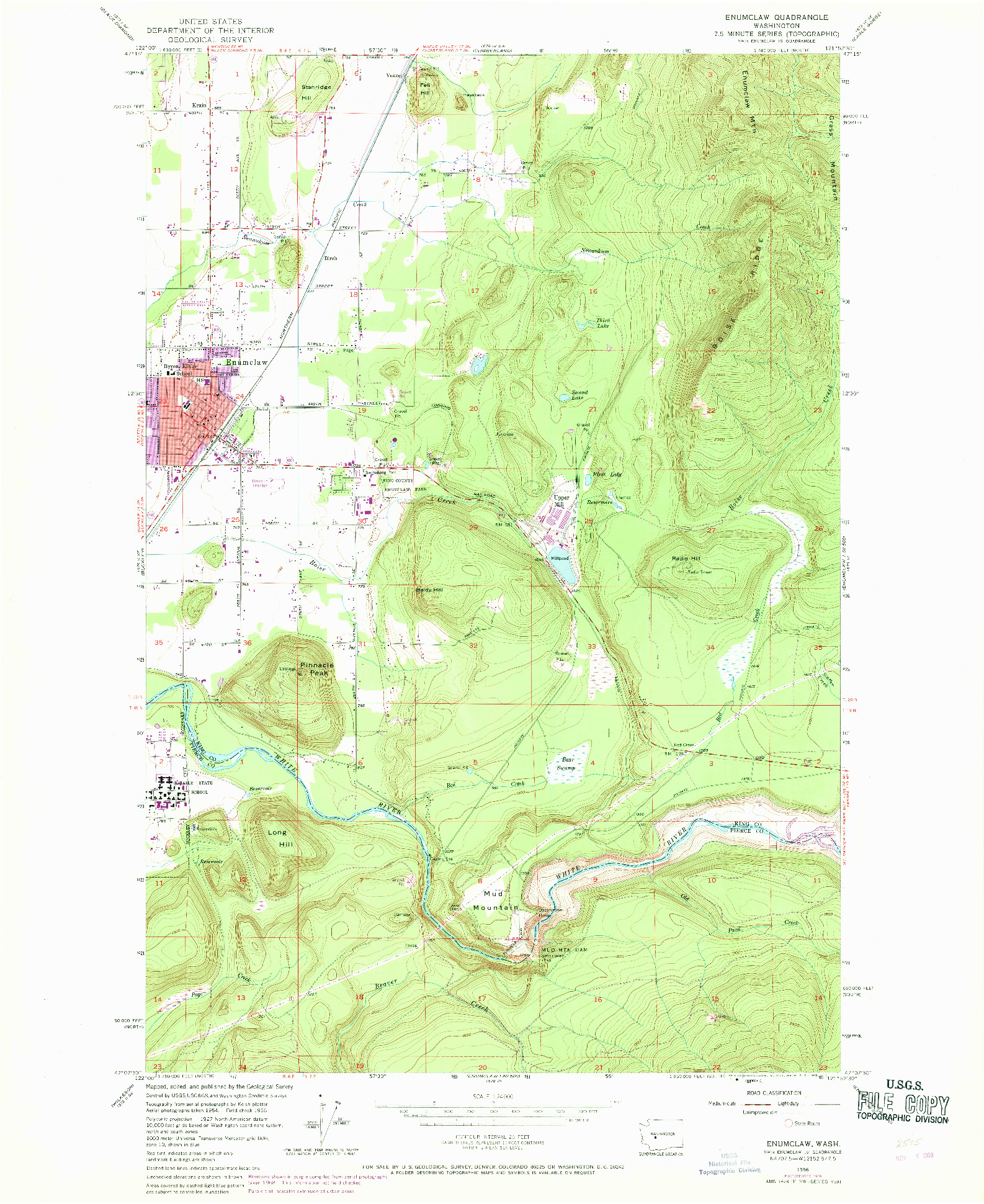 USGS 1:24000-SCALE QUADRANGLE FOR ENUMCLAW, WA 1956