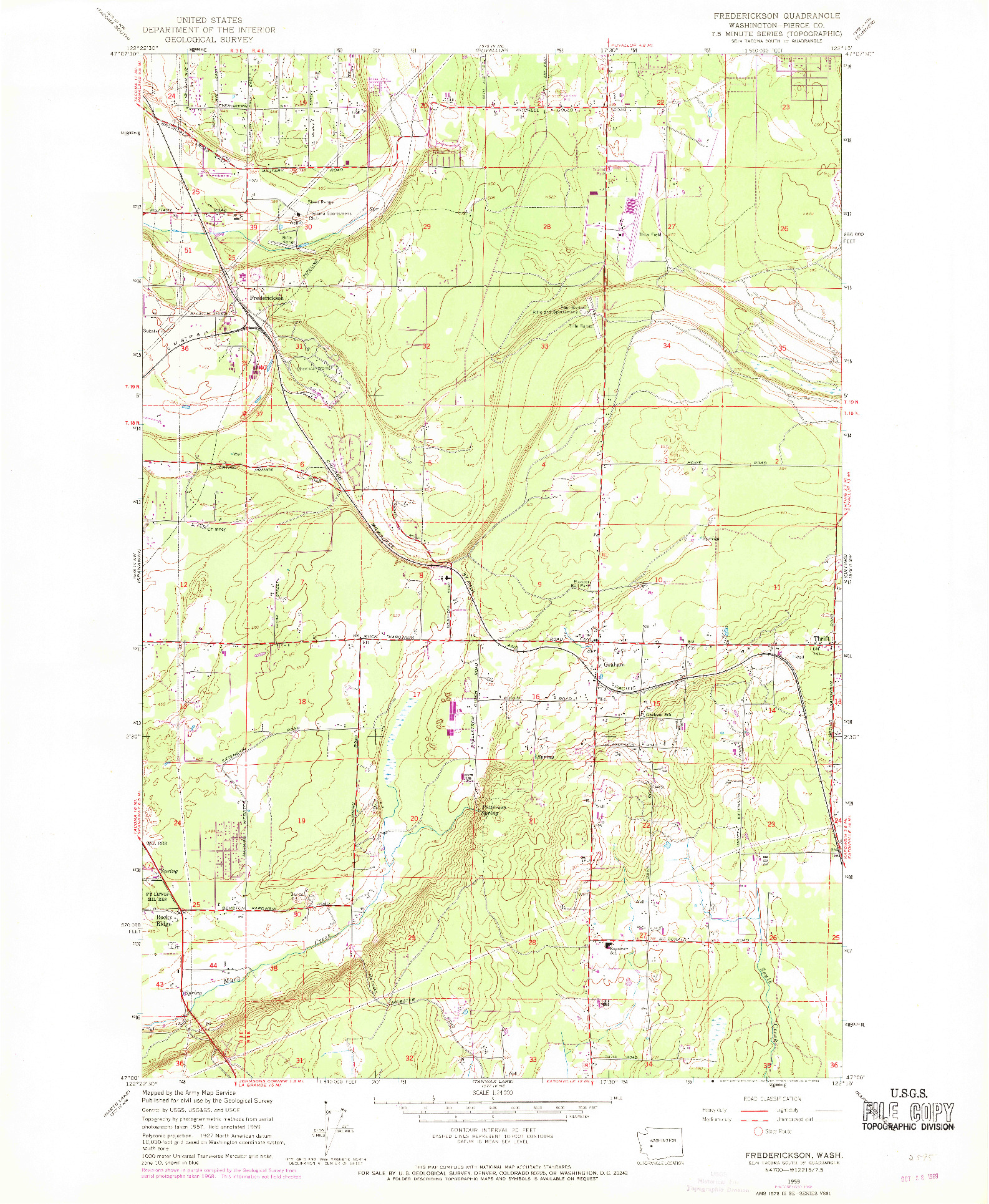 USGS 1:24000-SCALE QUADRANGLE FOR FREDERICKSON, WA 1959