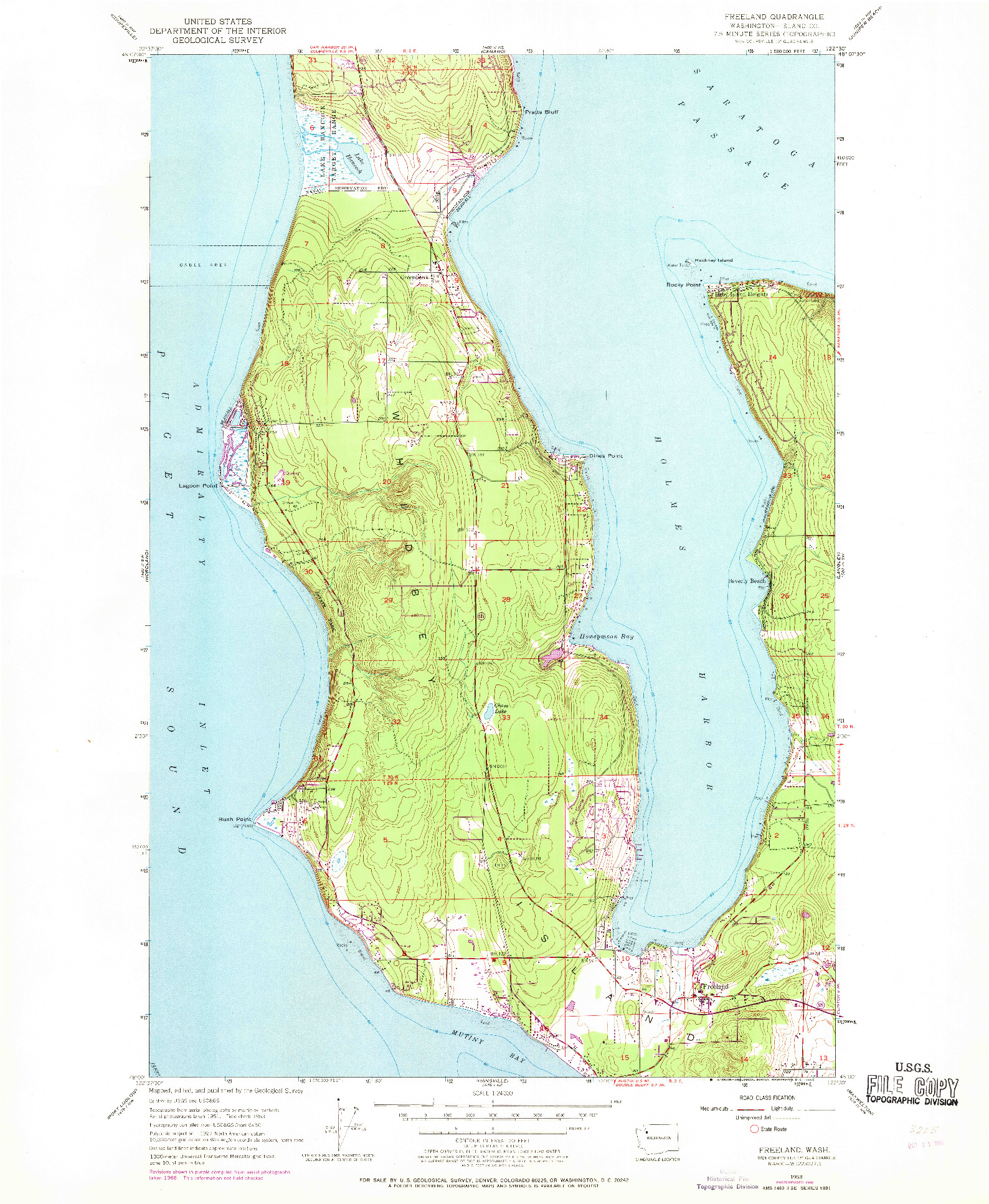 USGS 1:24000-SCALE QUADRANGLE FOR FREELAND, WA 1953