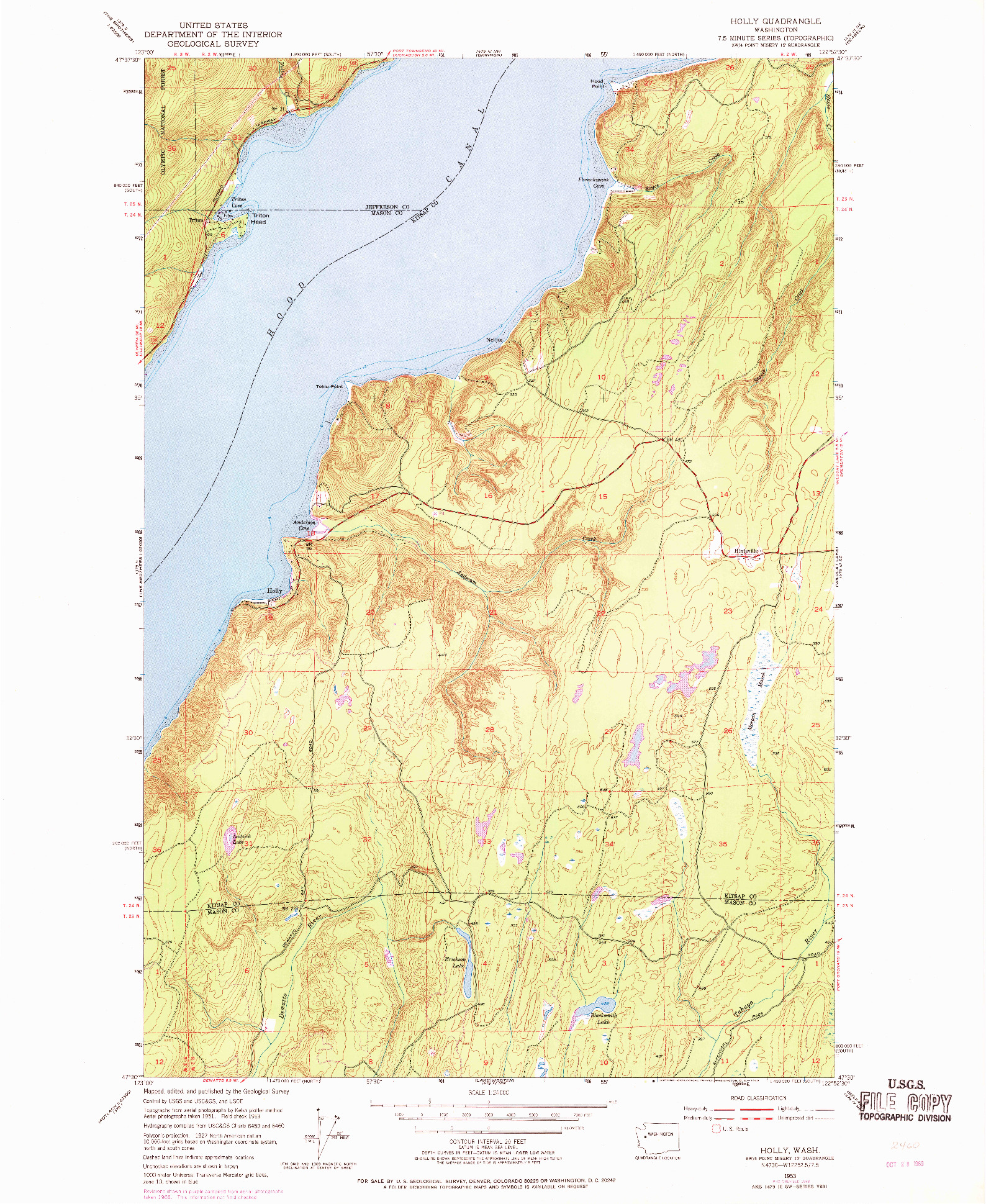 USGS 1:24000-SCALE QUADRANGLE FOR HOLLY, WA 1953