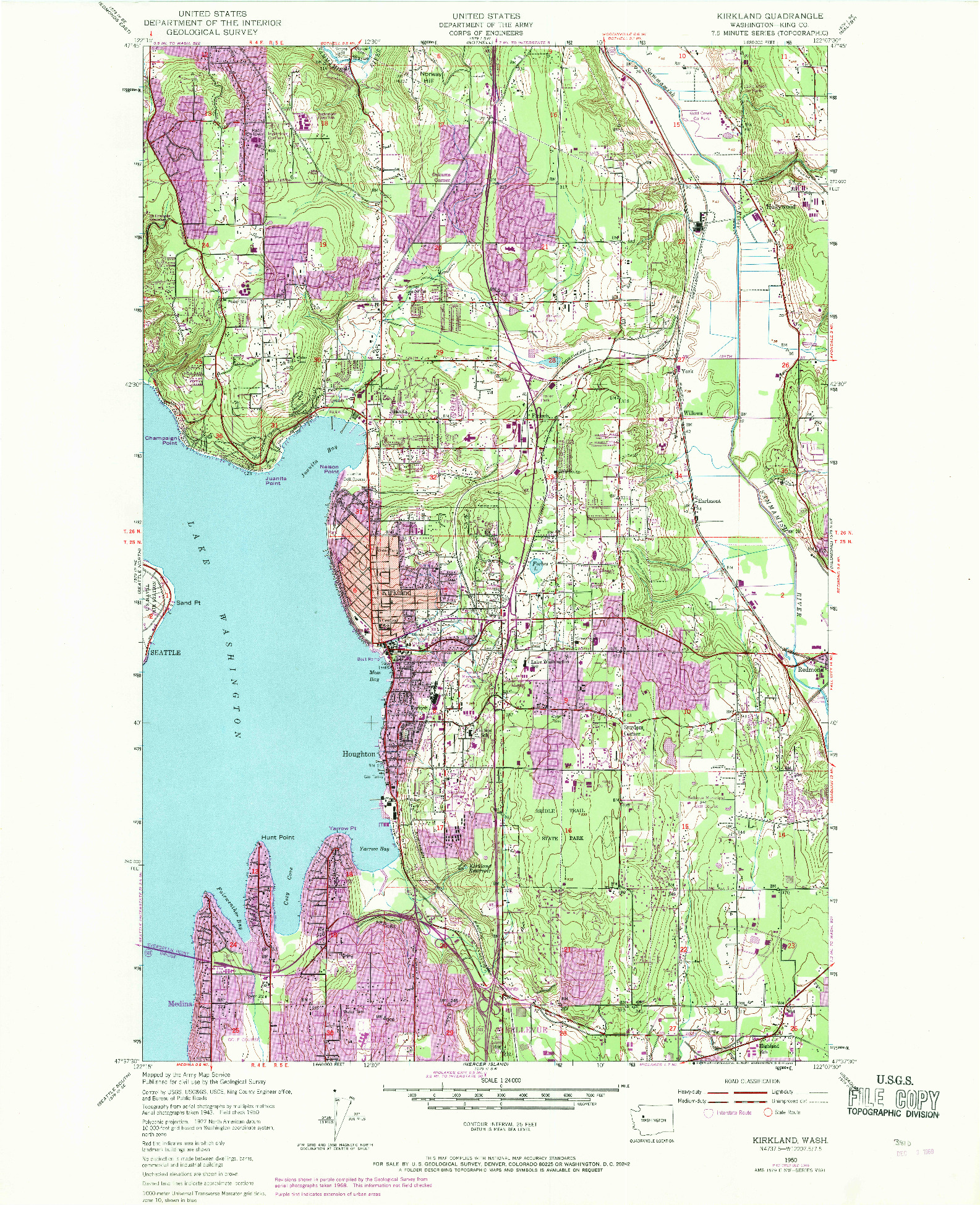 USGS 1:24000-SCALE QUADRANGLE FOR KIRKLAND, WA 1950