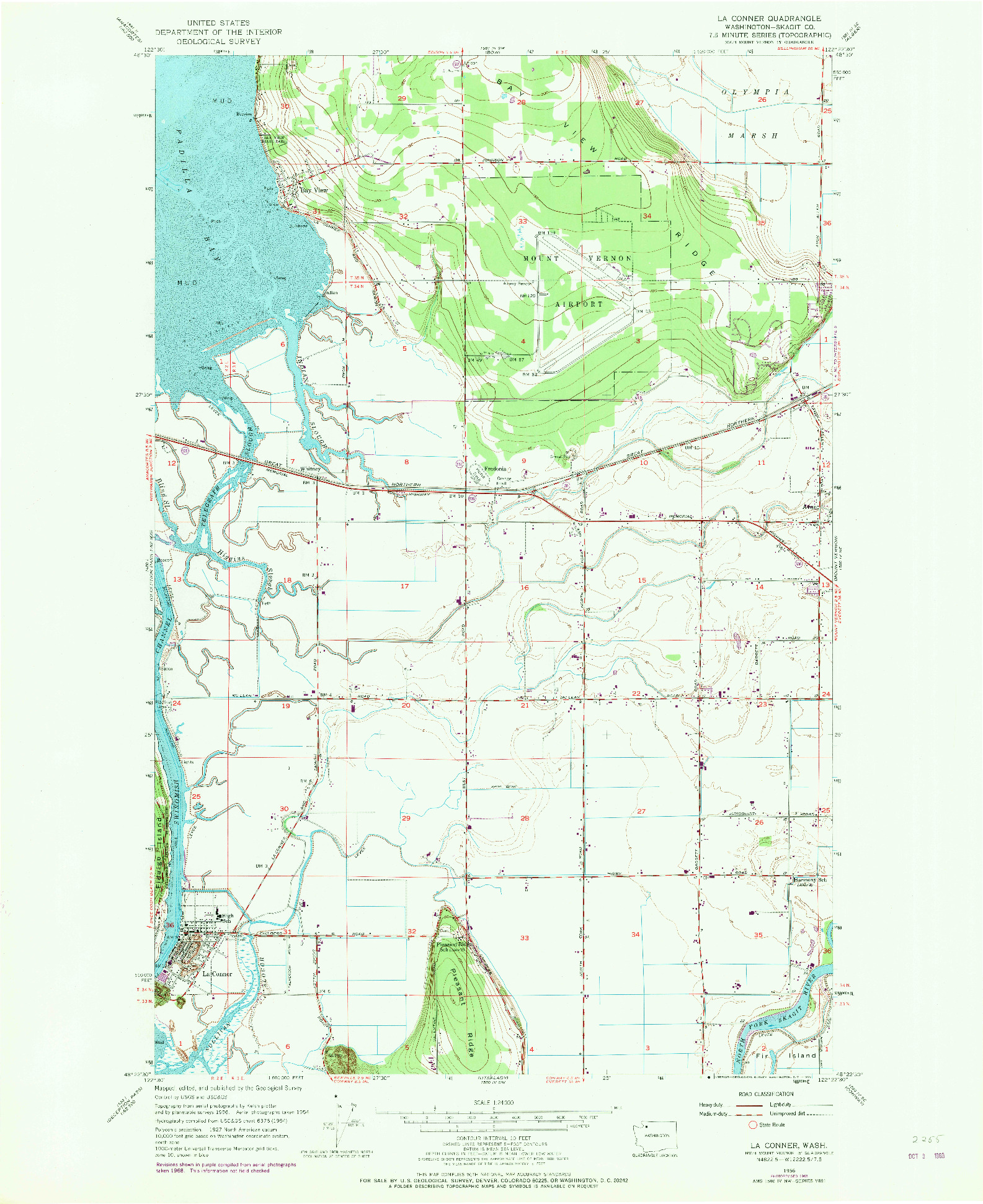 USGS 1:24000-SCALE QUADRANGLE FOR LA CONNER, WA 1956