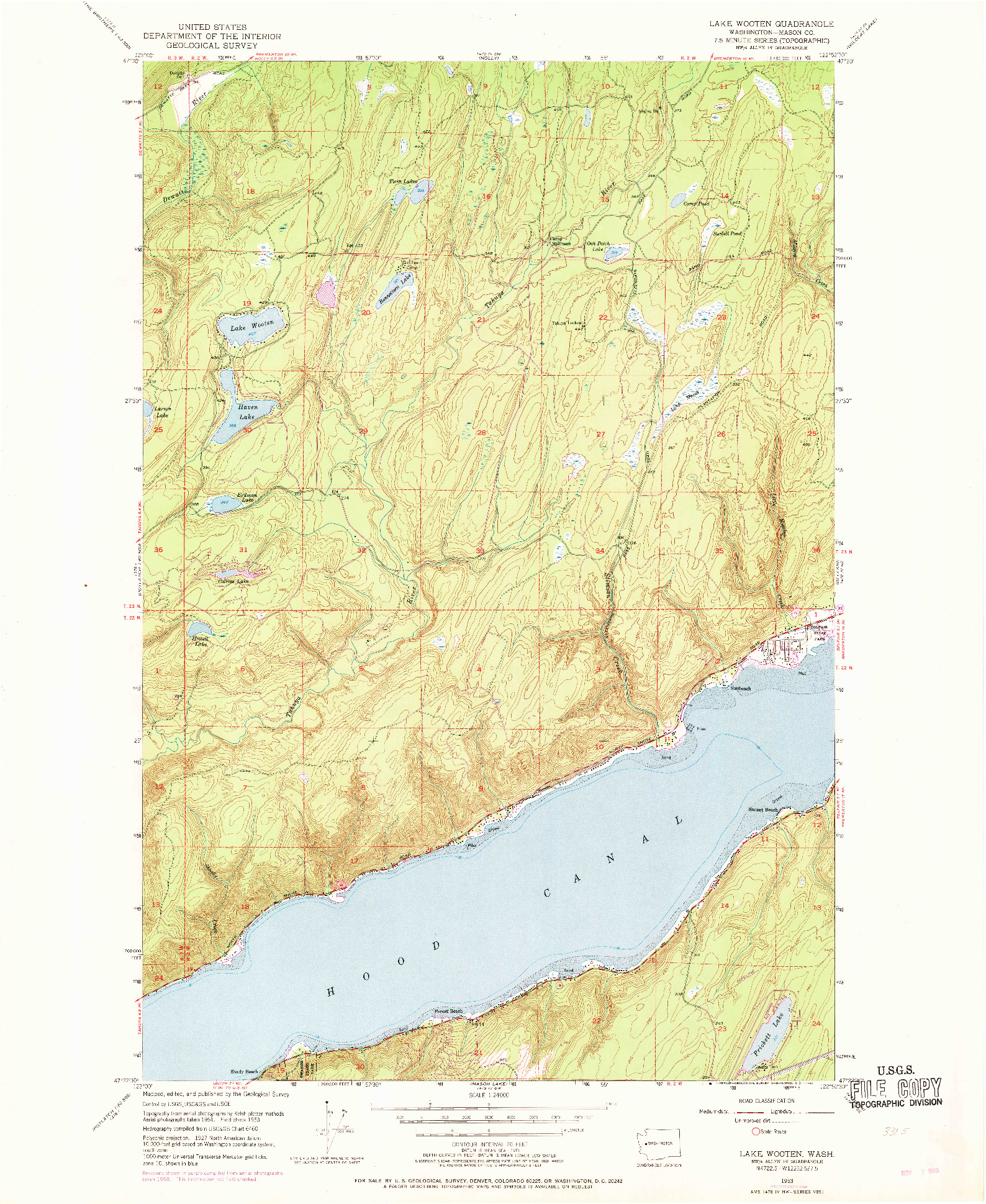 USGS 1:24000-SCALE QUADRANGLE FOR LAKE WOOTEN, WA 1953