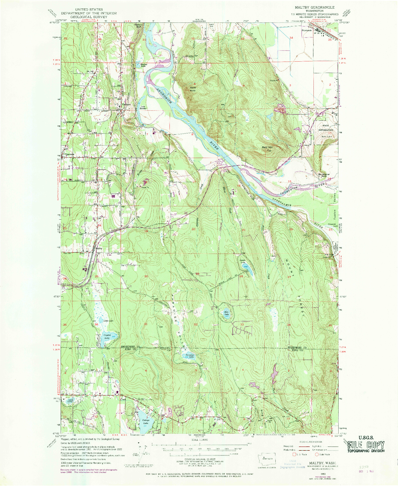 USGS 1:24000-SCALE QUADRANGLE FOR MALTBY, WA 1953