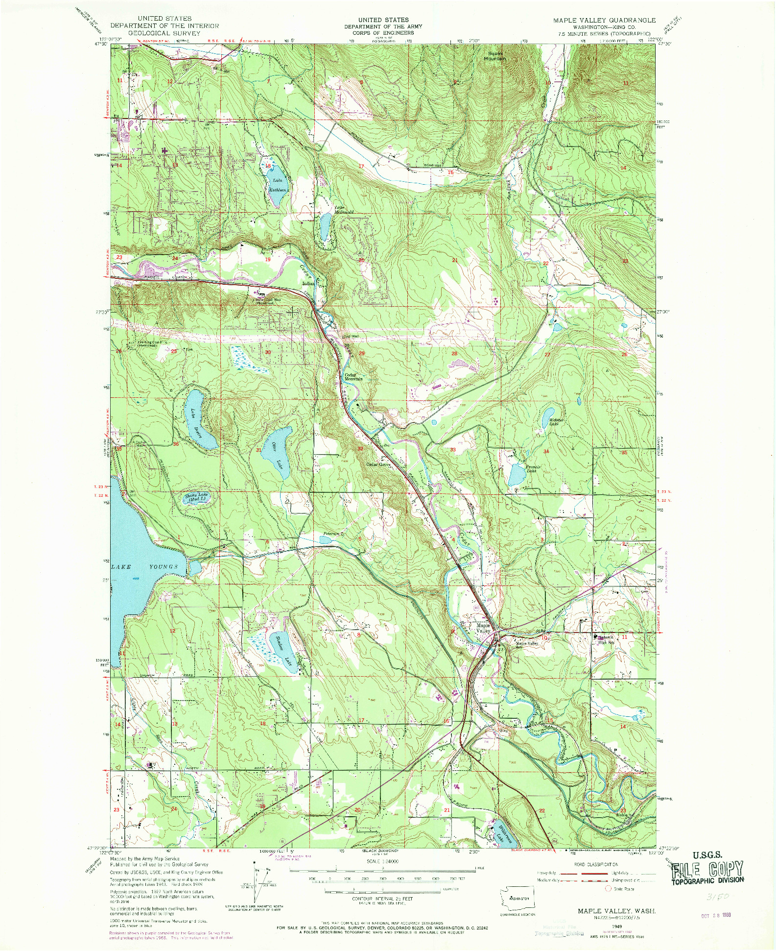 USGS 1:24000-SCALE QUADRANGLE FOR MAPLE VALLEY, WA 1949