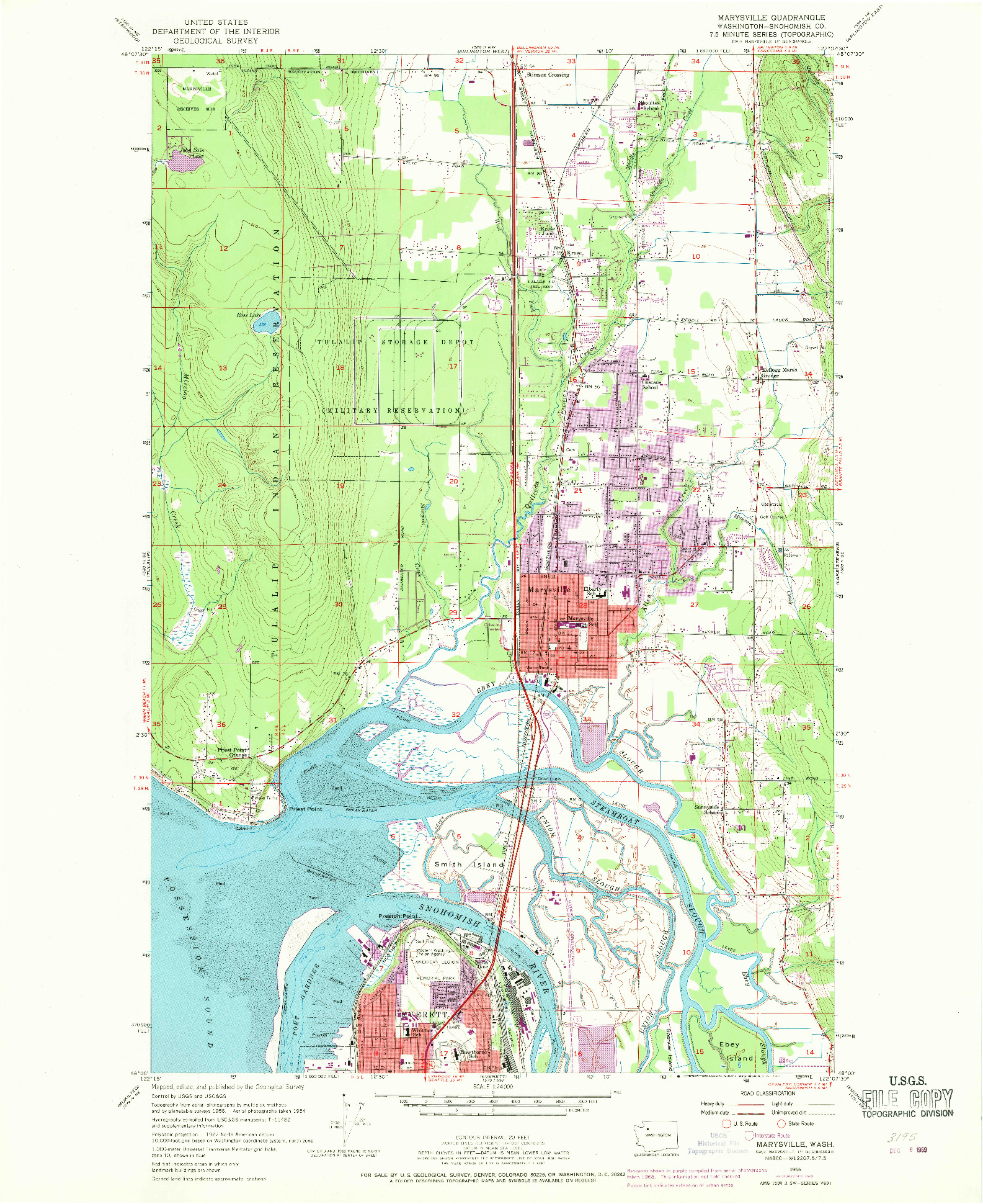 USGS 1:24000-SCALE QUADRANGLE FOR MARYSVILLE, WA 1956