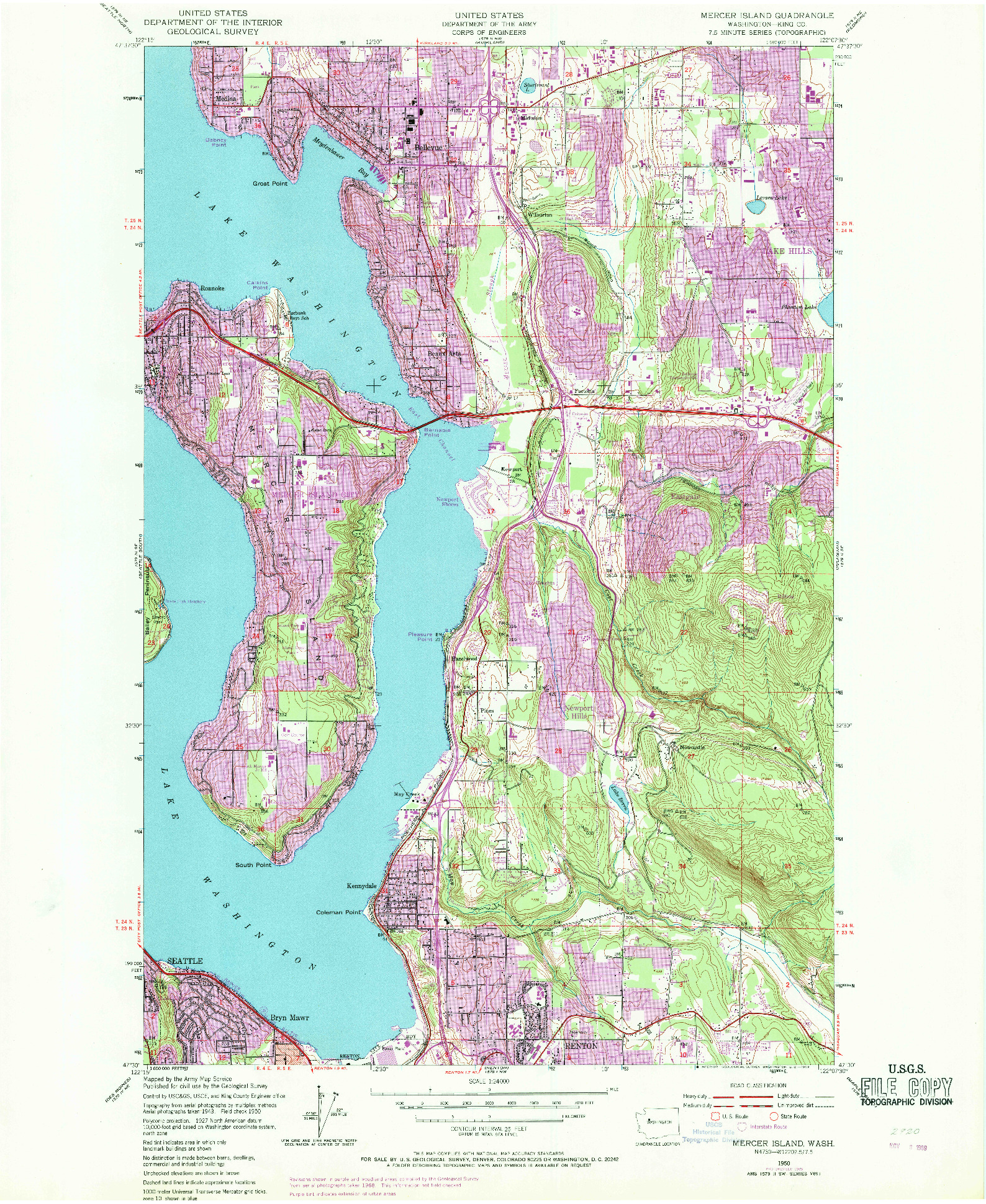 USGS 1:24000-SCALE QUADRANGLE FOR MERCER ISLAND, WA 1950