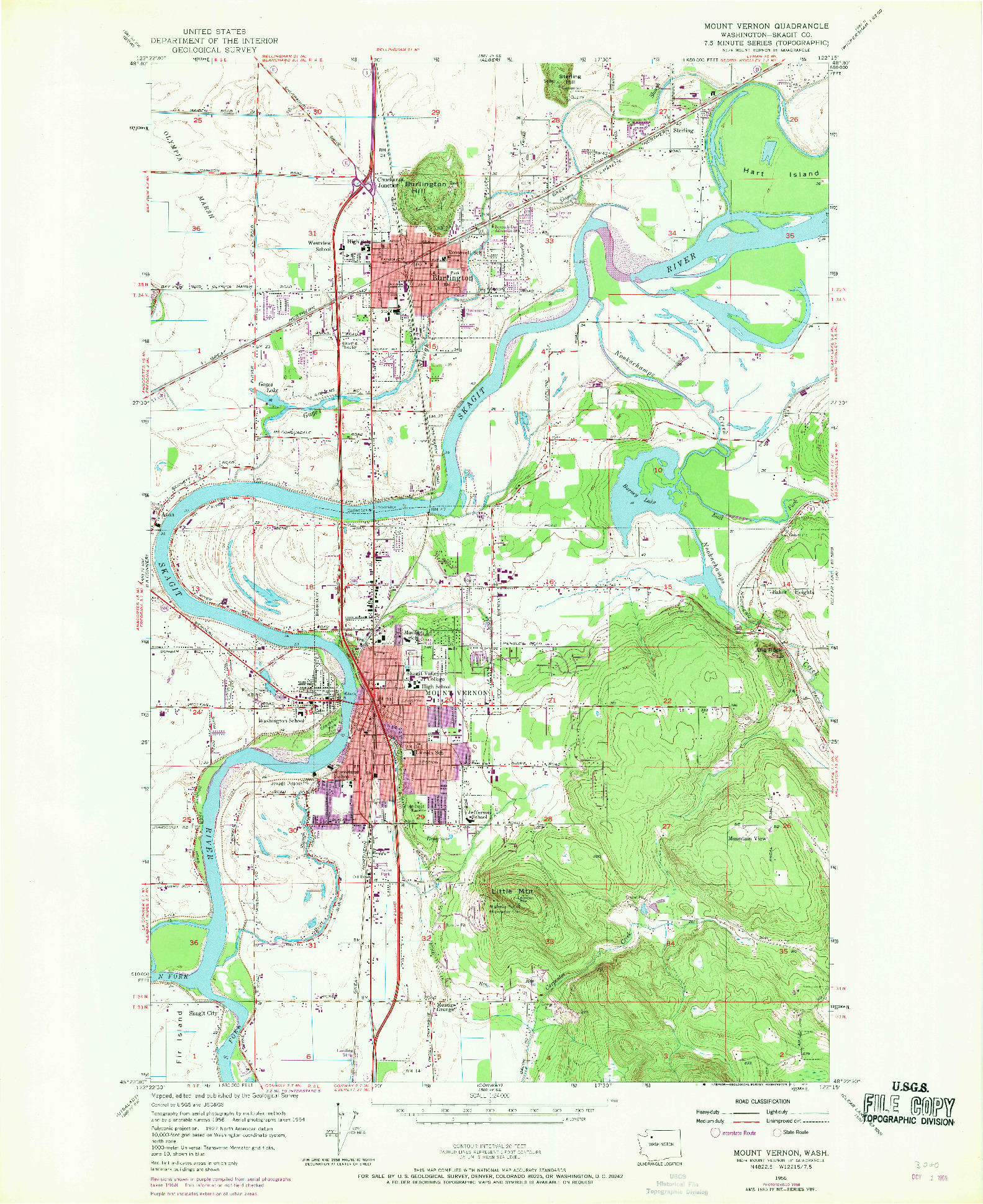 USGS 1:24000-SCALE QUADRANGLE FOR MOUNT VERNON, WA 1956