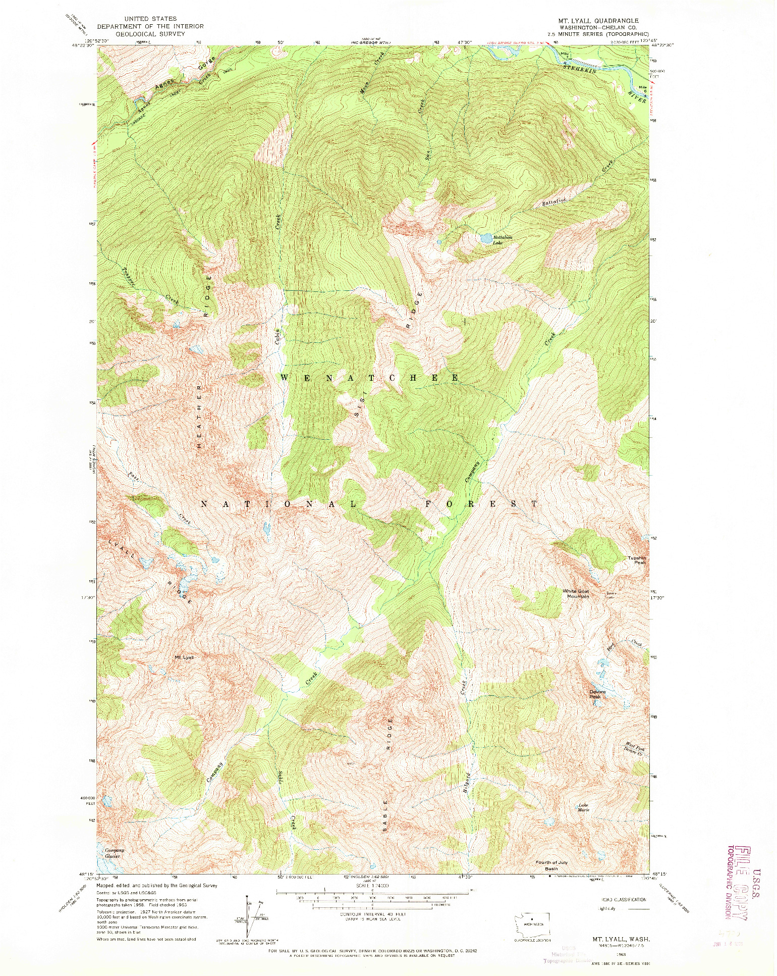 USGS 1:24000-SCALE QUADRANGLE FOR MT LYALL, WA 1963