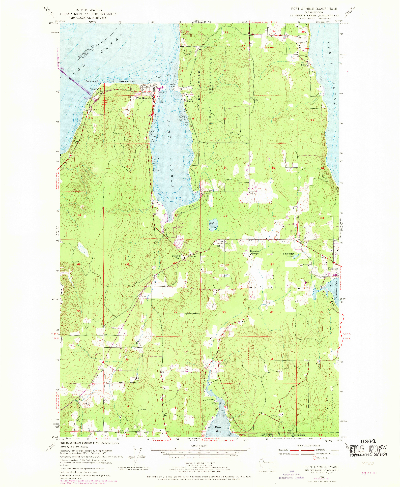 USGS 1:24000-SCALE QUADRANGLE FOR PORT GAMBLE, WA 1953