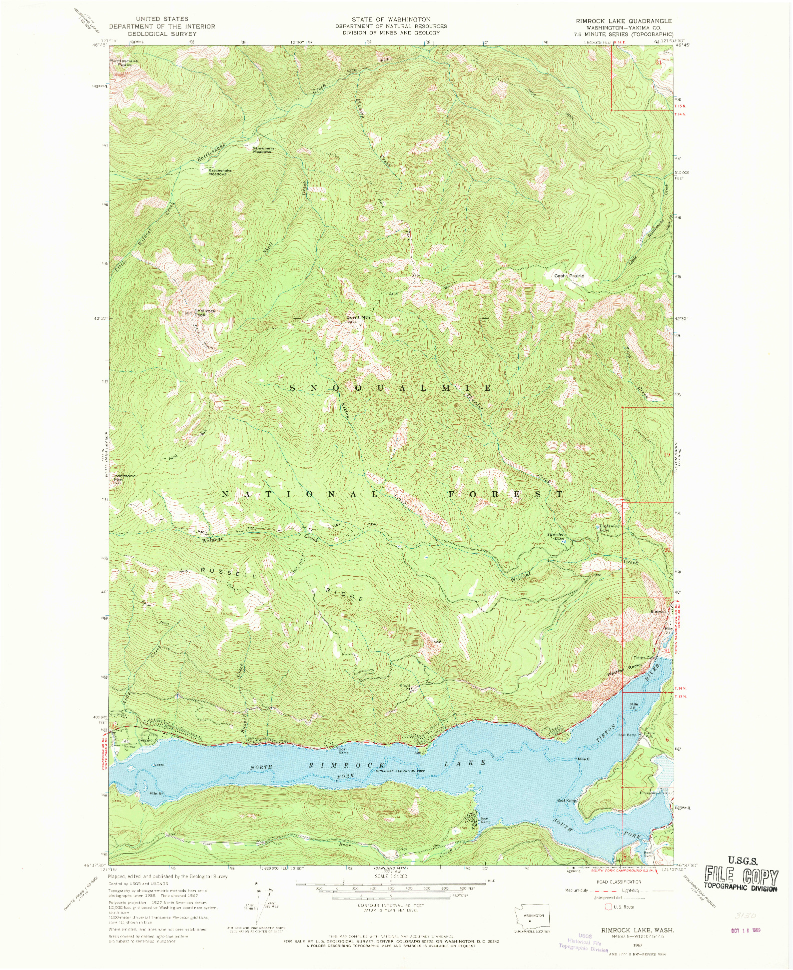 USGS 1:24000-SCALE QUADRANGLE FOR RIMROCK LAKE, WA 1967