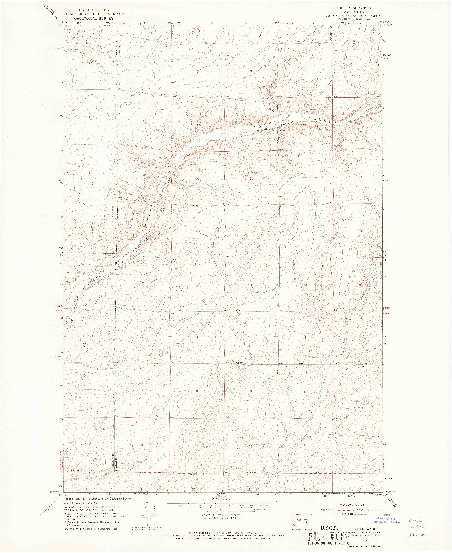 USGS 1:24000-SCALE QUADRANGLE FOR RUFF, WA 1967