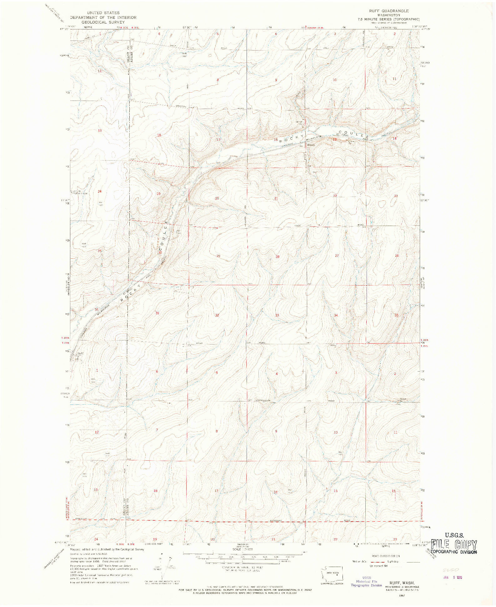 USGS 1:24000-SCALE QUADRANGLE FOR RUFF, WA 1967