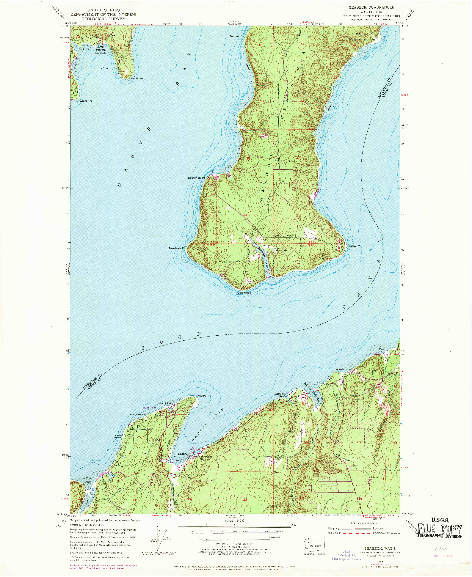 USGS 1:24000-SCALE QUADRANGLE FOR SEABECK, WA 1953