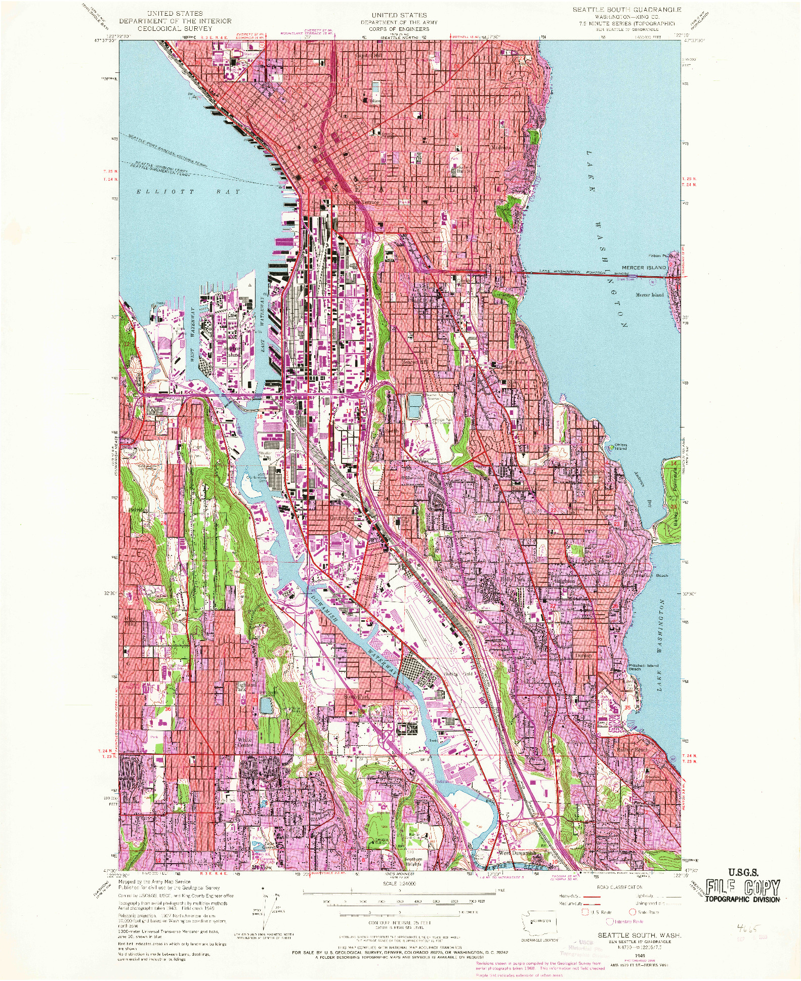 USGS 1:24000-SCALE QUADRANGLE FOR SEATTLE SOUTH, WA 1949