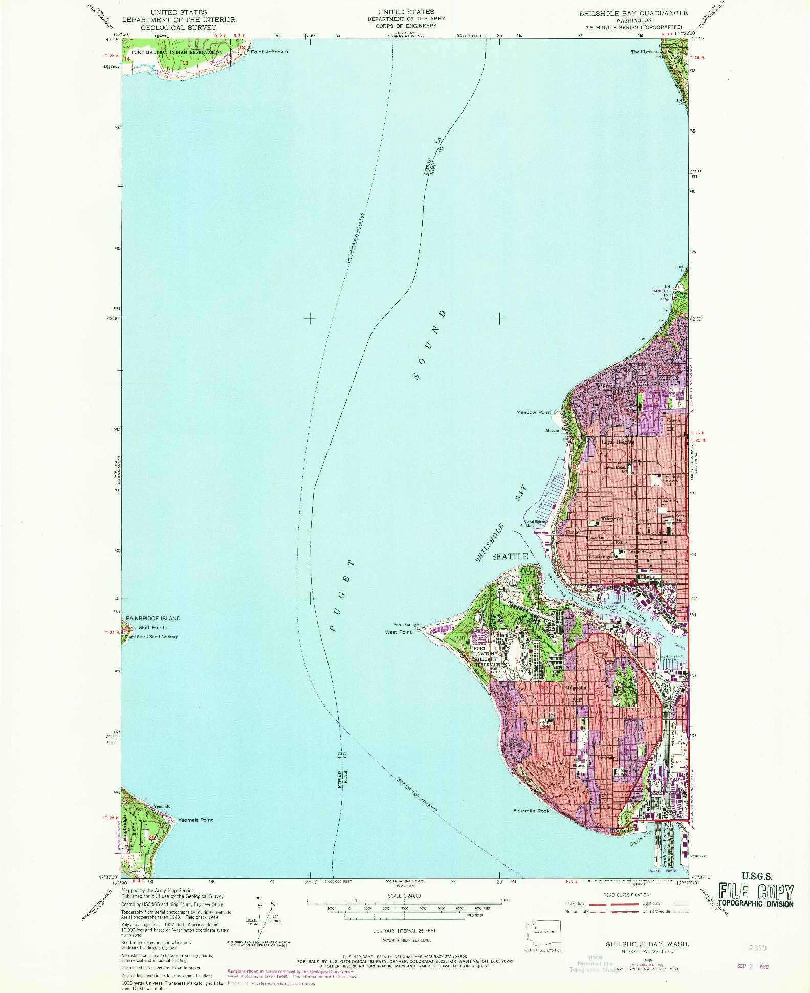 USGS 1:24000-SCALE QUADRANGLE FOR SHILSHOLE BAY, WA 1949