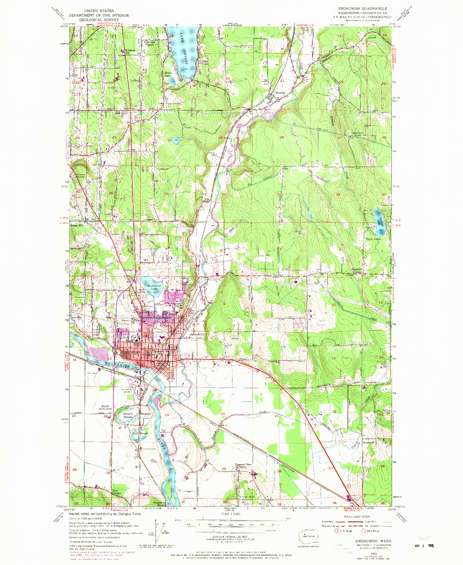 USGS 1:24000-SCALE QUADRANGLE FOR SNOHOMISH, WA 1953