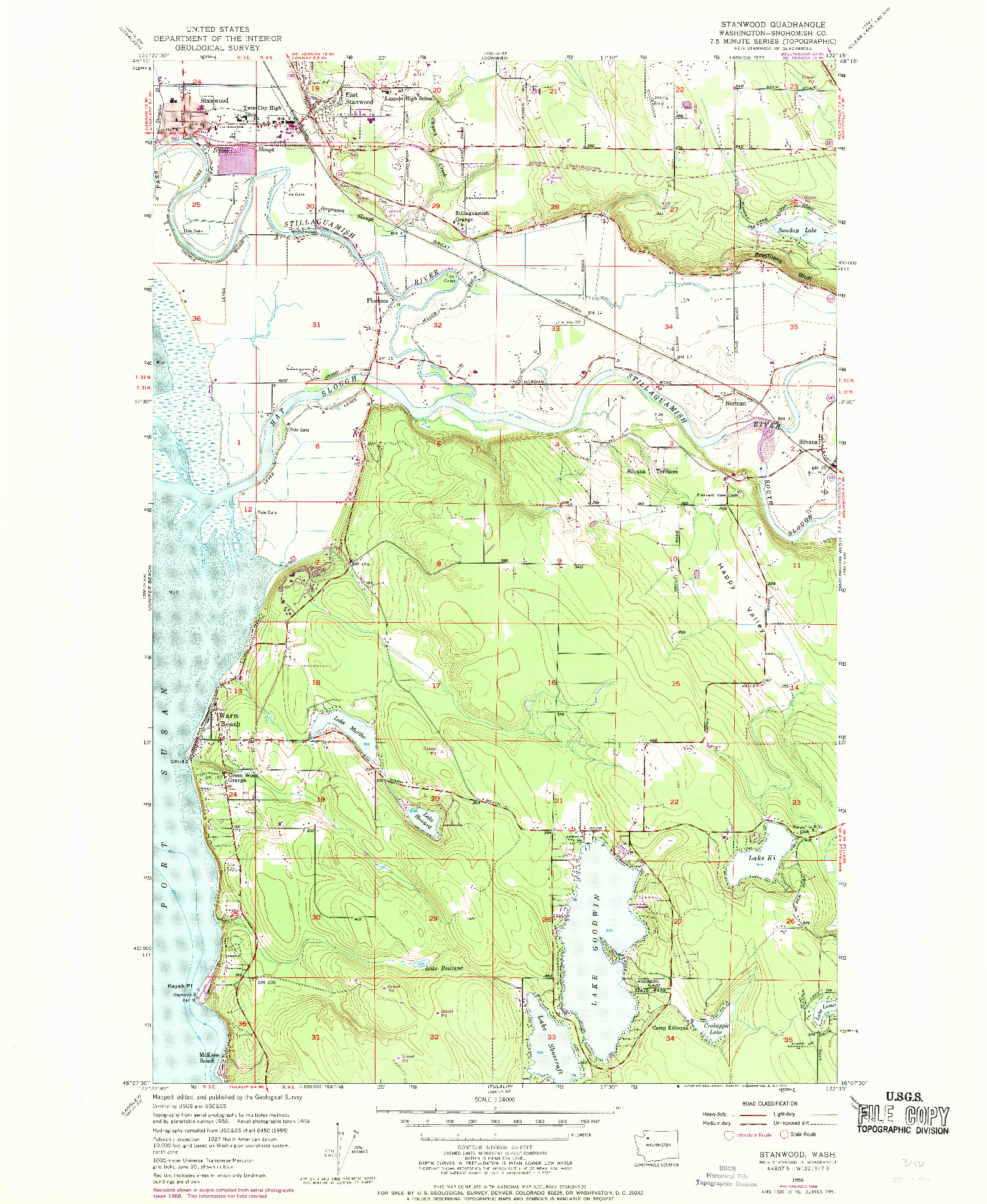 USGS 1:24000-SCALE QUADRANGLE FOR STANWOOD, WA 1956
