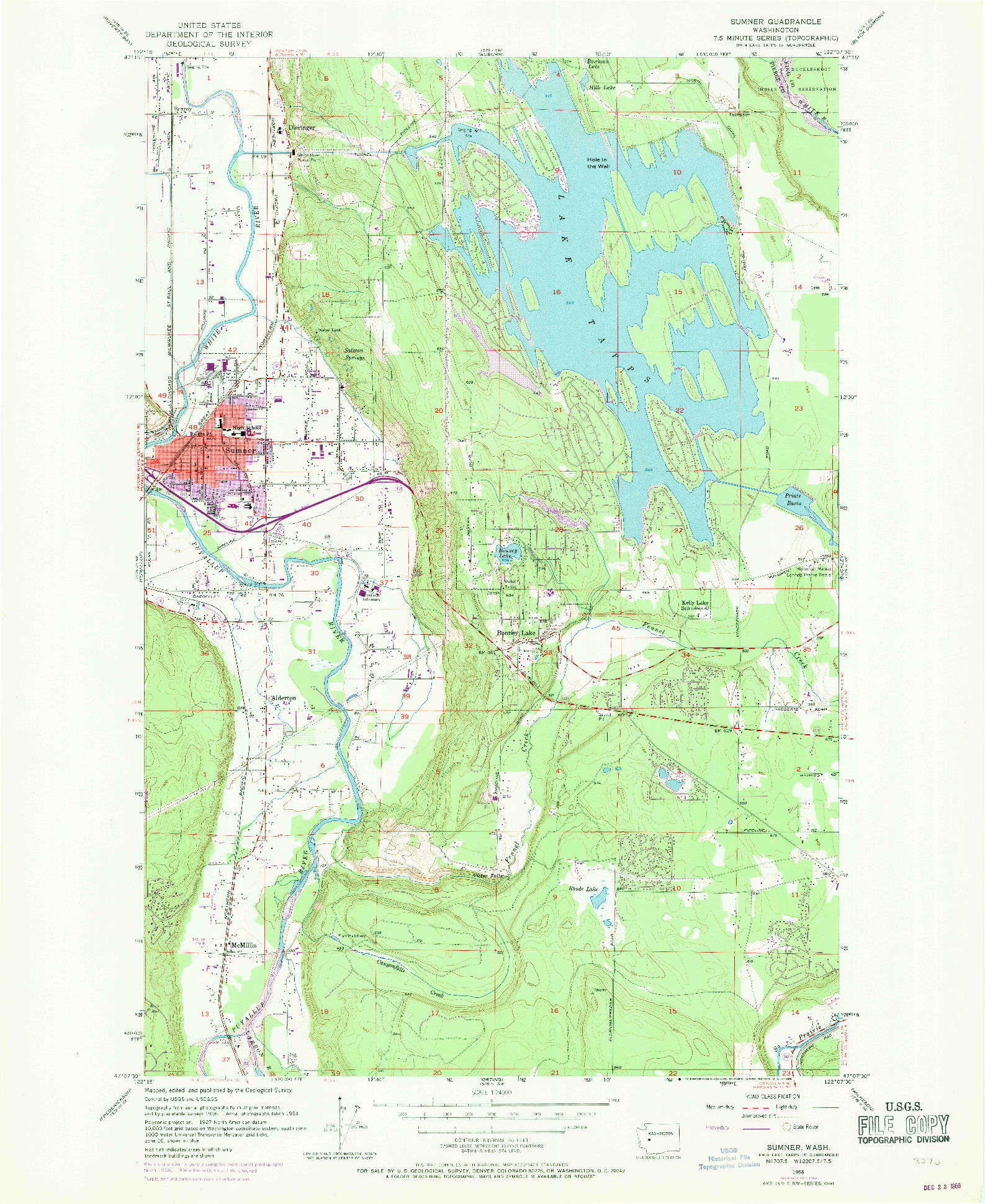 USGS 1:24000-SCALE QUADRANGLE FOR SUMNER, WA 1956