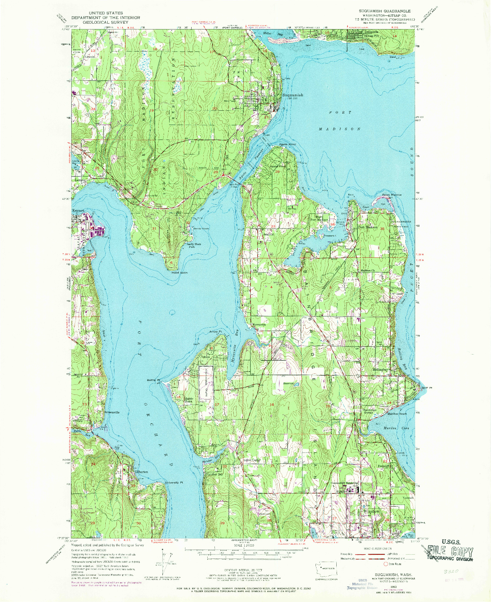 USGS 1:24000-SCALE QUADRANGLE FOR SUQUAMISH, WA 1953