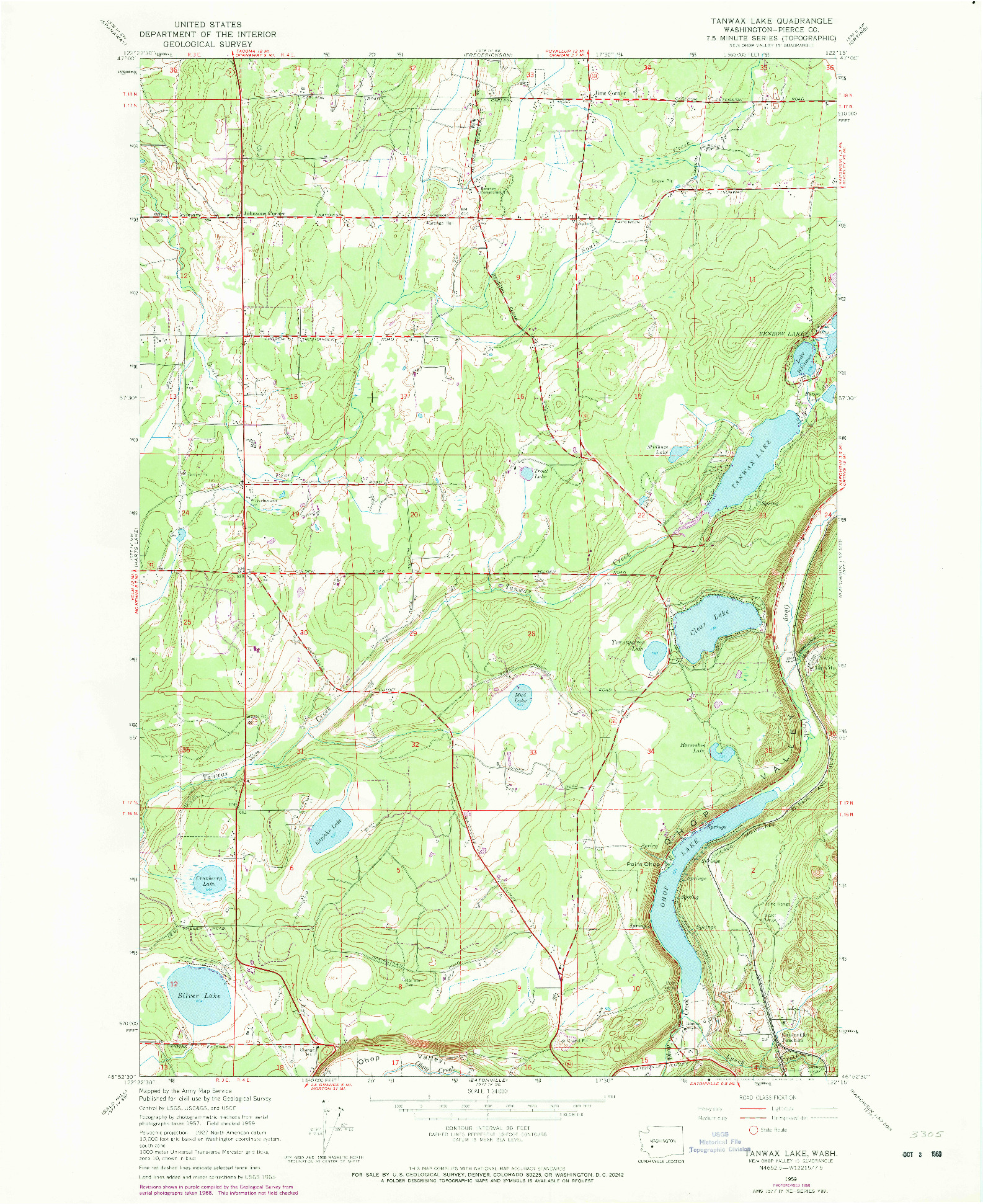 USGS 1:24000-SCALE QUADRANGLE FOR TANWAX LAKE, WA 1959