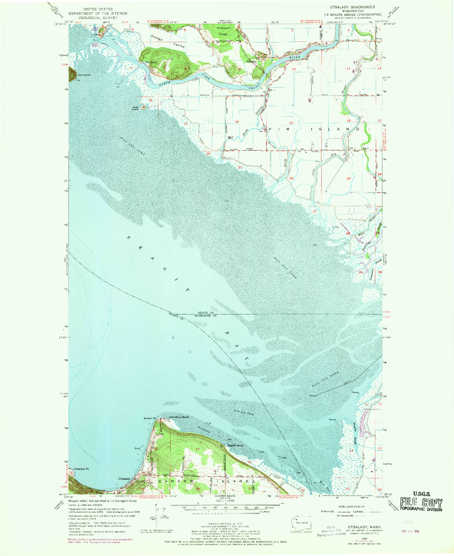 USGS 1:24000-SCALE QUADRANGLE FOR UTSALADY, WA 1956