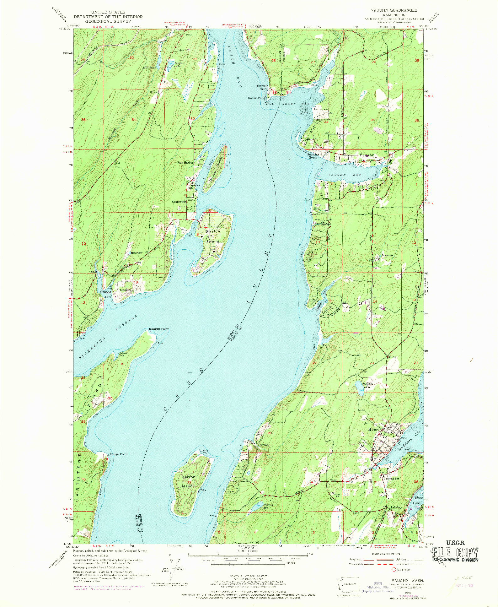 USGS 1:24000-SCALE QUADRANGLE FOR VAUGHN, WA 1953