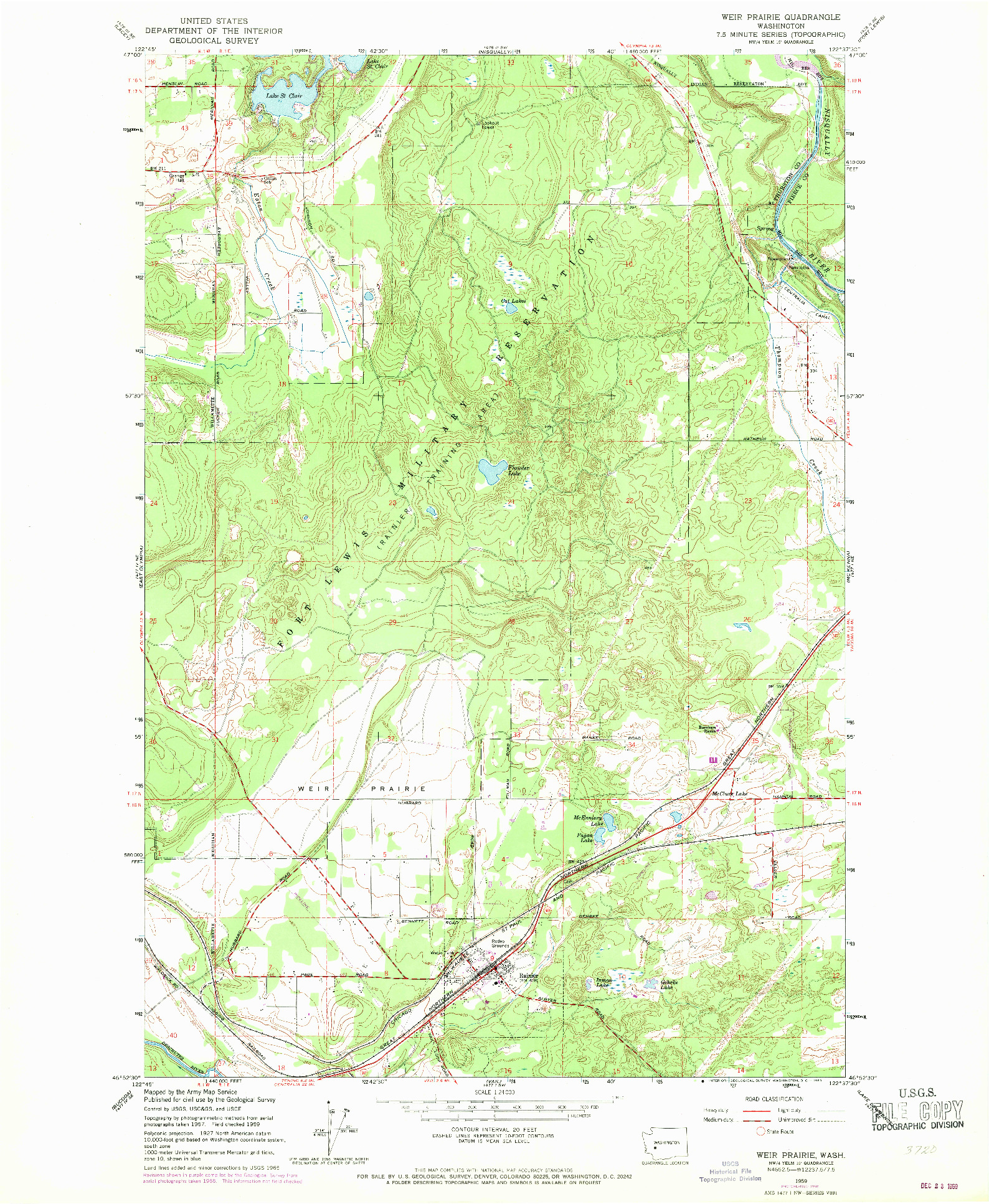 USGS 1:24000-SCALE QUADRANGLE FOR WEIR PRAIRIE, WA 1959