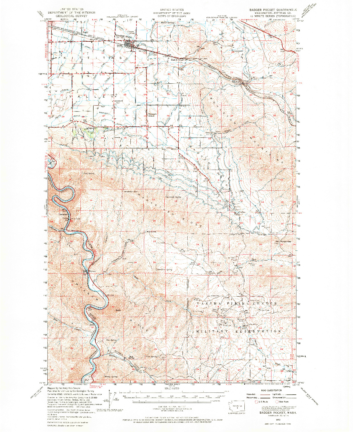 USGS 1:62500-SCALE QUADRANGLE FOR BADGER POCKET, WA 1953