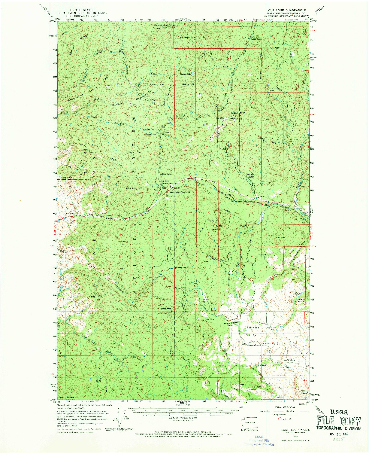 USGS 1:62500-SCALE QUADRANGLE FOR LOUP LOUP, WA 1956