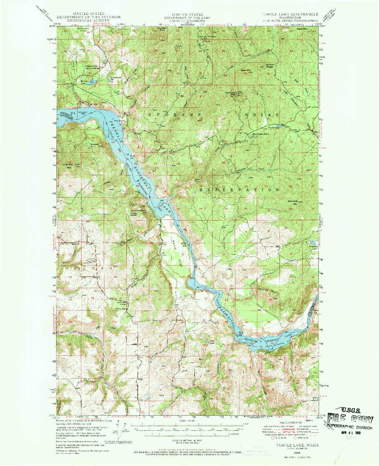 USGS 1:62500-SCALE QUADRANGLE FOR TURTLE LAKE, WA 1948