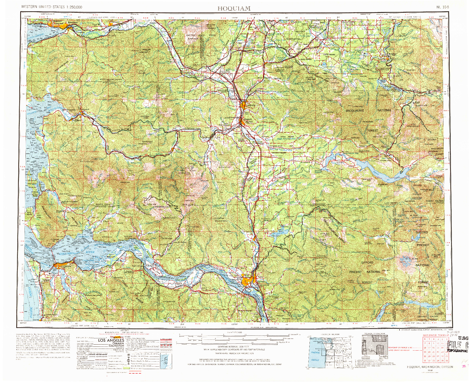 USGS 1:250000-SCALE QUADRANGLE FOR HOQUIAM, WA 1958