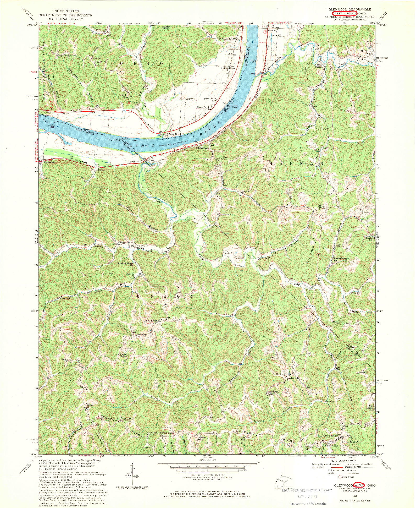 USGS 1:24000-SCALE QUADRANGLE FOR GLENWOOD, WV 1968