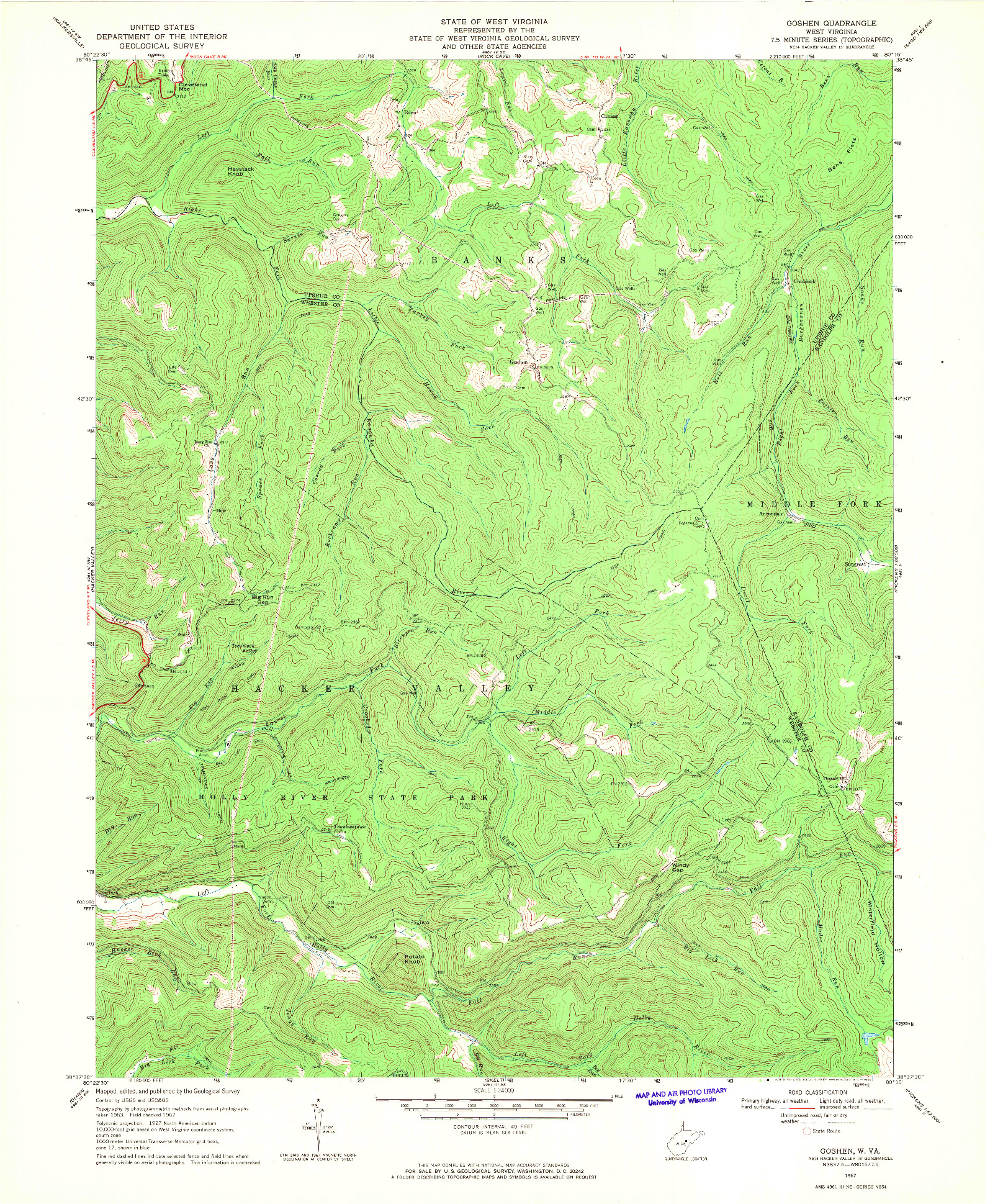 USGS 1:24000-SCALE QUADRANGLE FOR GOSHEN, WV 1967