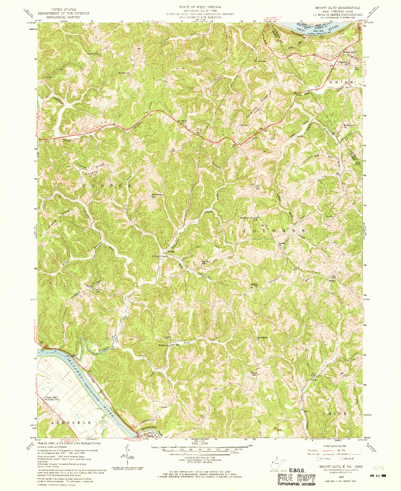 USGS 1:24000-SCALE QUADRANGLE FOR MOUNT ALTO, WV 1958