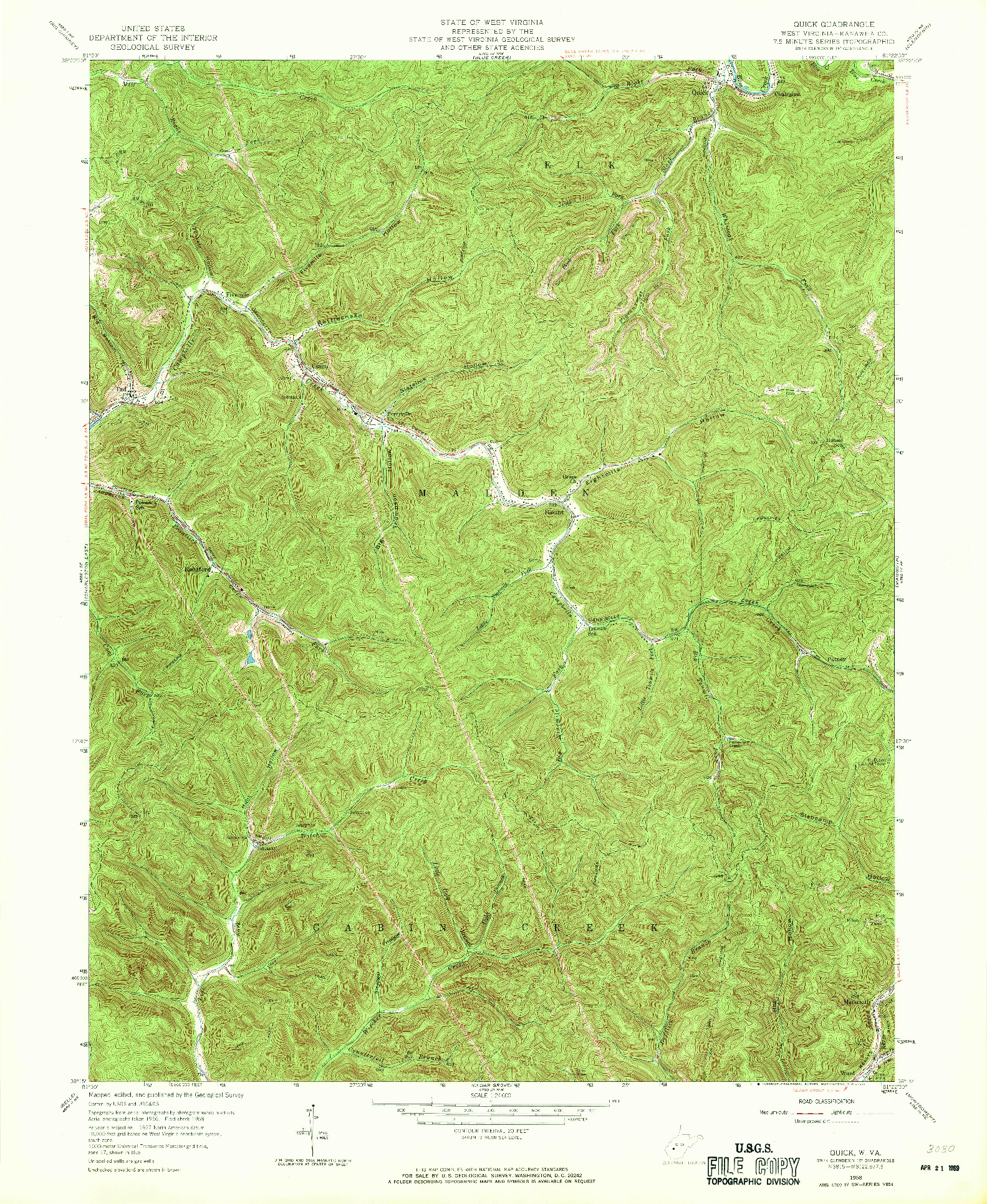 USGS 1:24000-SCALE QUADRANGLE FOR QUICK, WV 1958