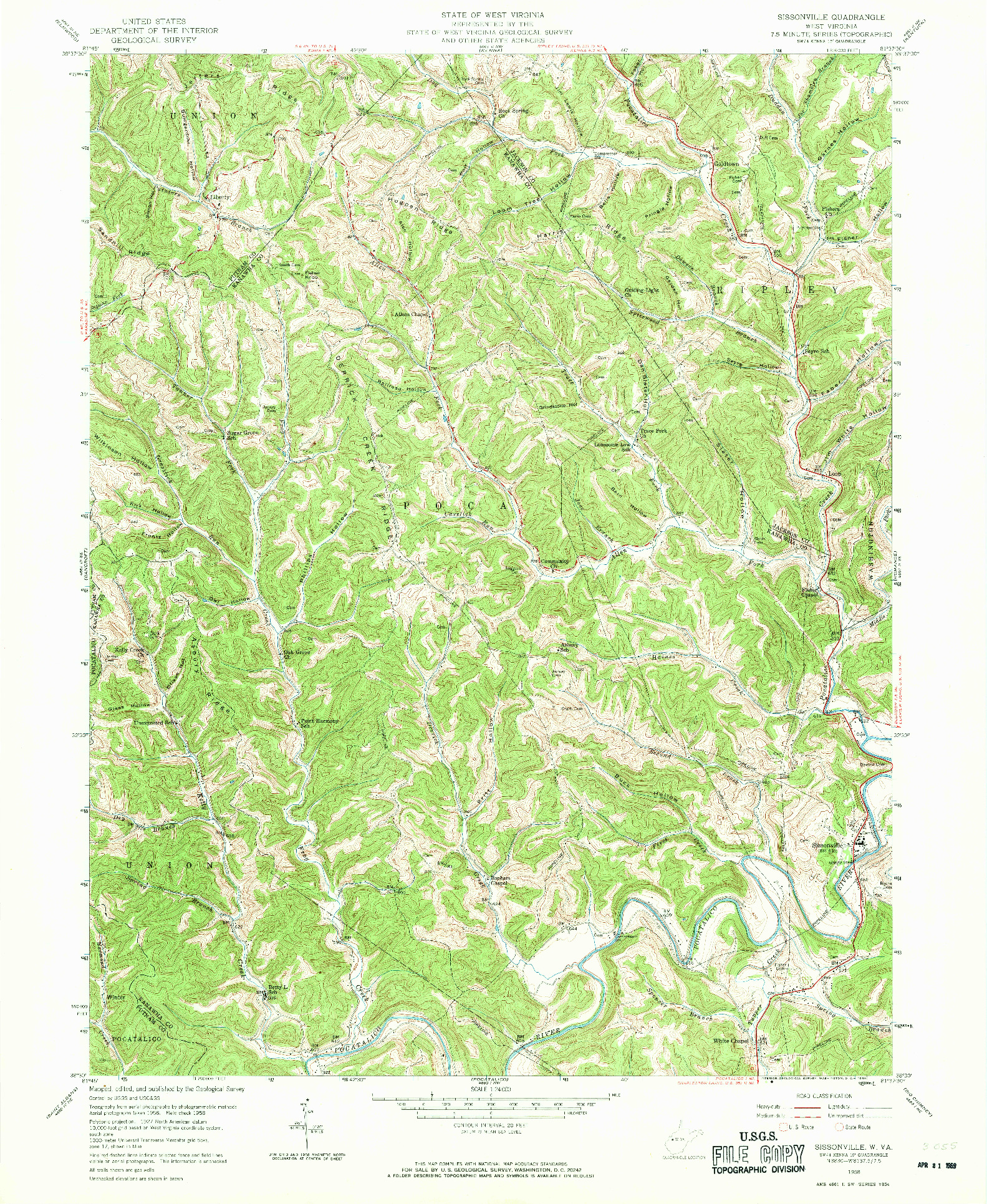 USGS 1:24000-SCALE QUADRANGLE FOR SISSONVILLE, WV 1958