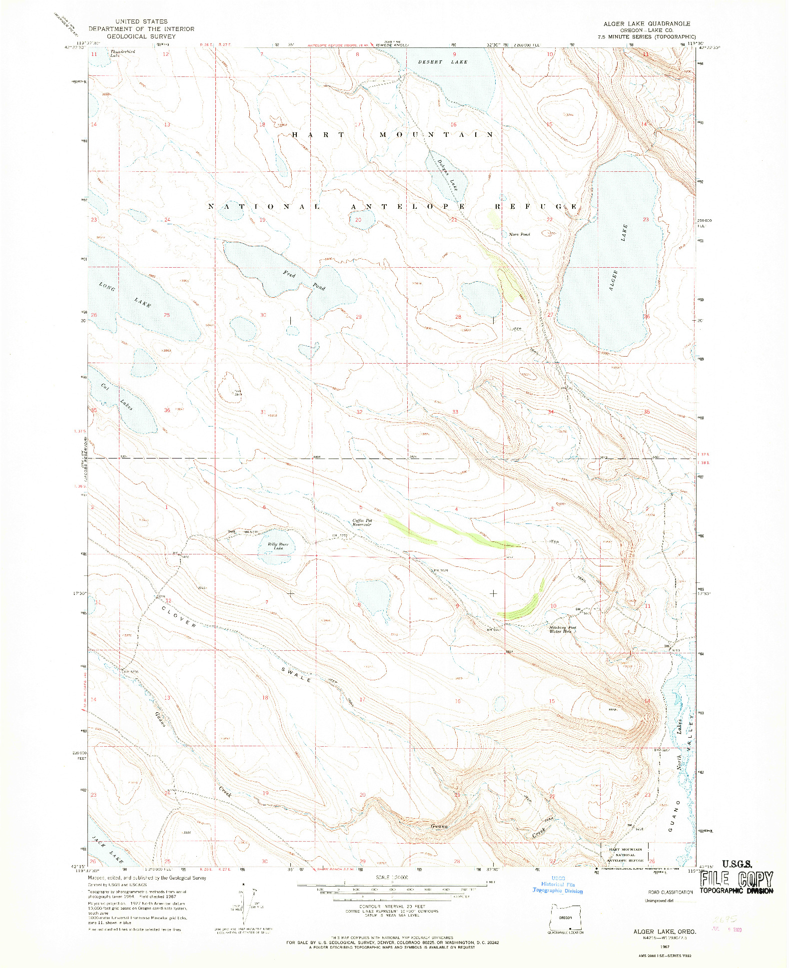 USGS 1:24000-SCALE QUADRANGLE FOR ALGER LAKE, OR 1967