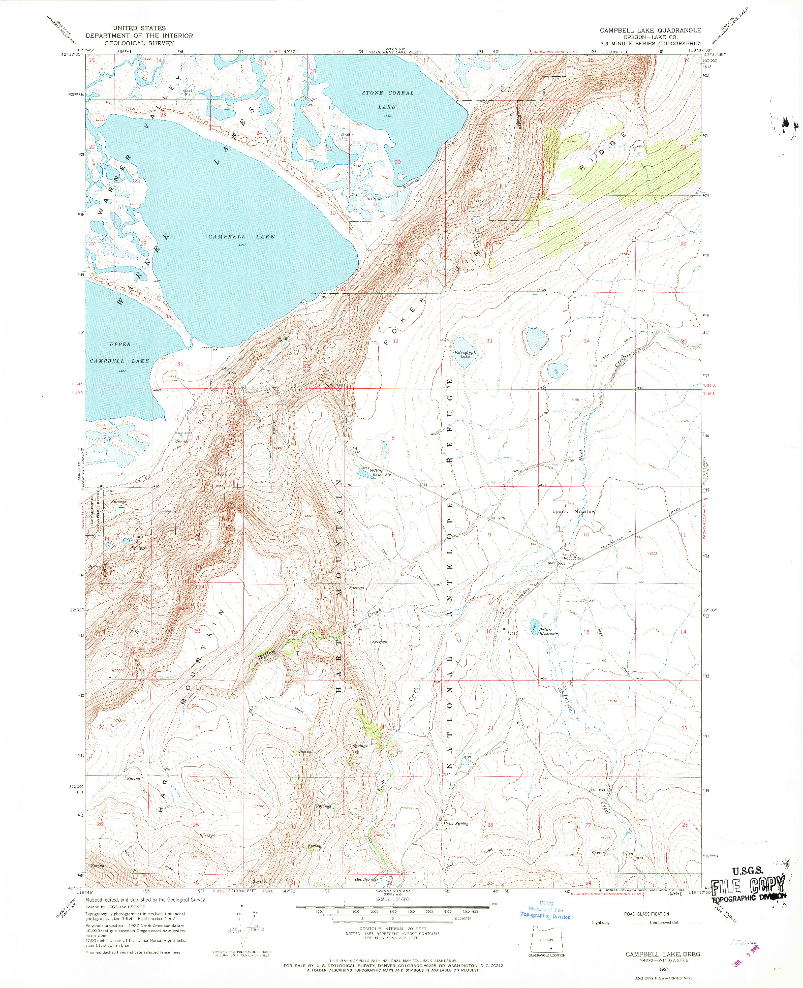 USGS 1:24000-SCALE QUADRANGLE FOR CAMPBELL LAKE, OR 1967