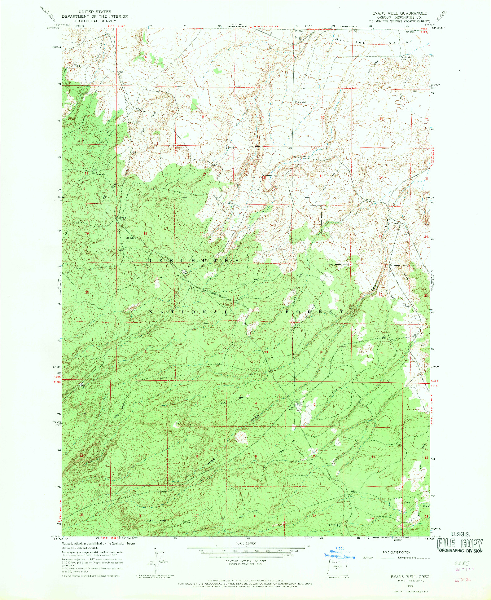 USGS 1:24000-SCALE QUADRANGLE FOR EVANS WELL, OR 1967