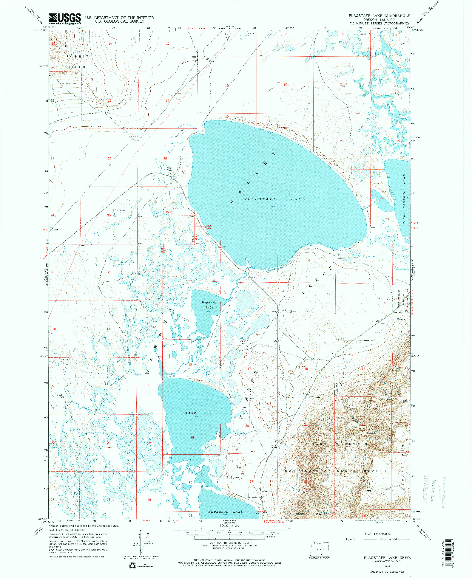 USGS 1:24000-SCALE QUADRANGLE FOR FLAGSTAFF LAKE, OR 1967